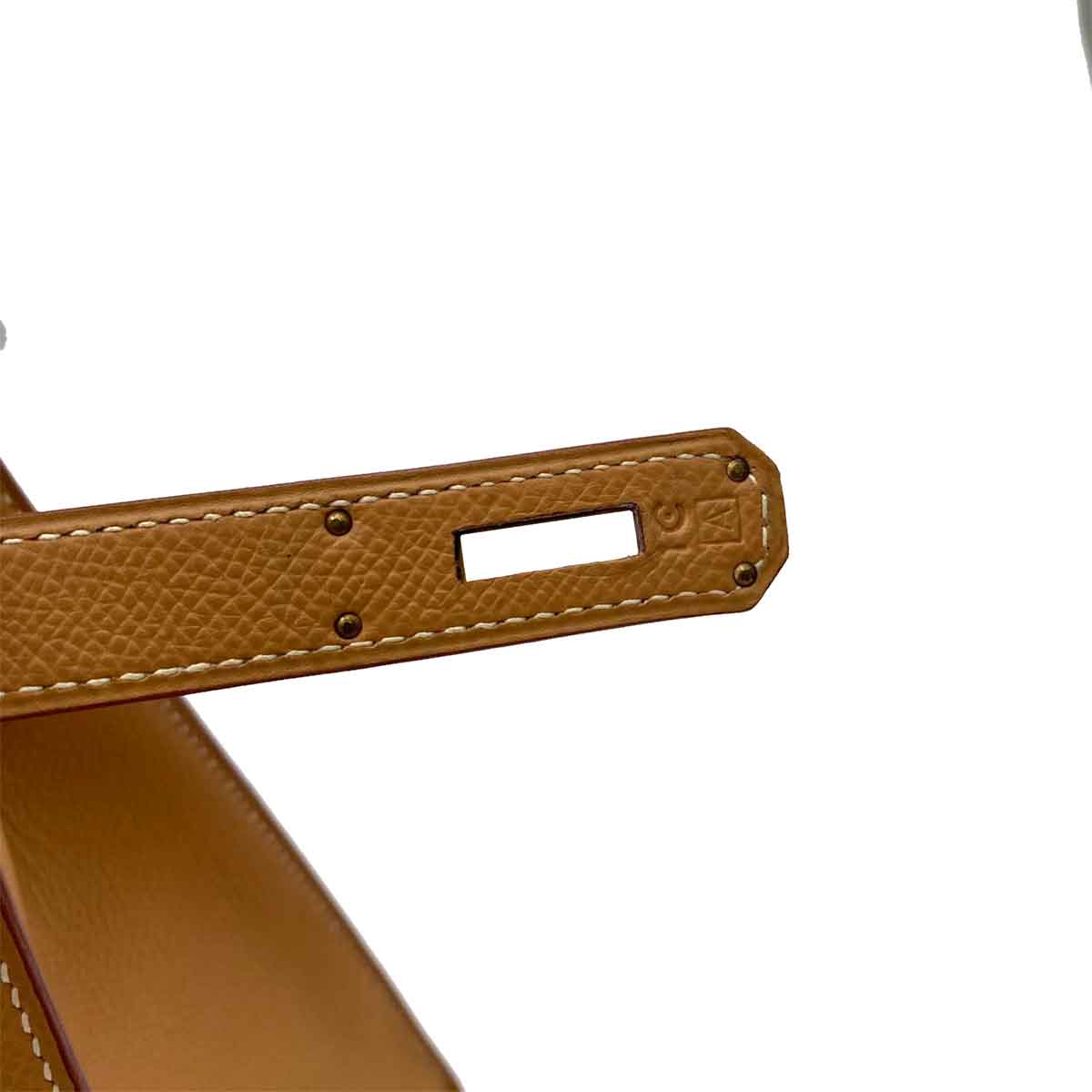 HERMES KELLY 28 SELLIER NATURAL COUCHEVEL HAND SHOULDER BAG □A 90241755
