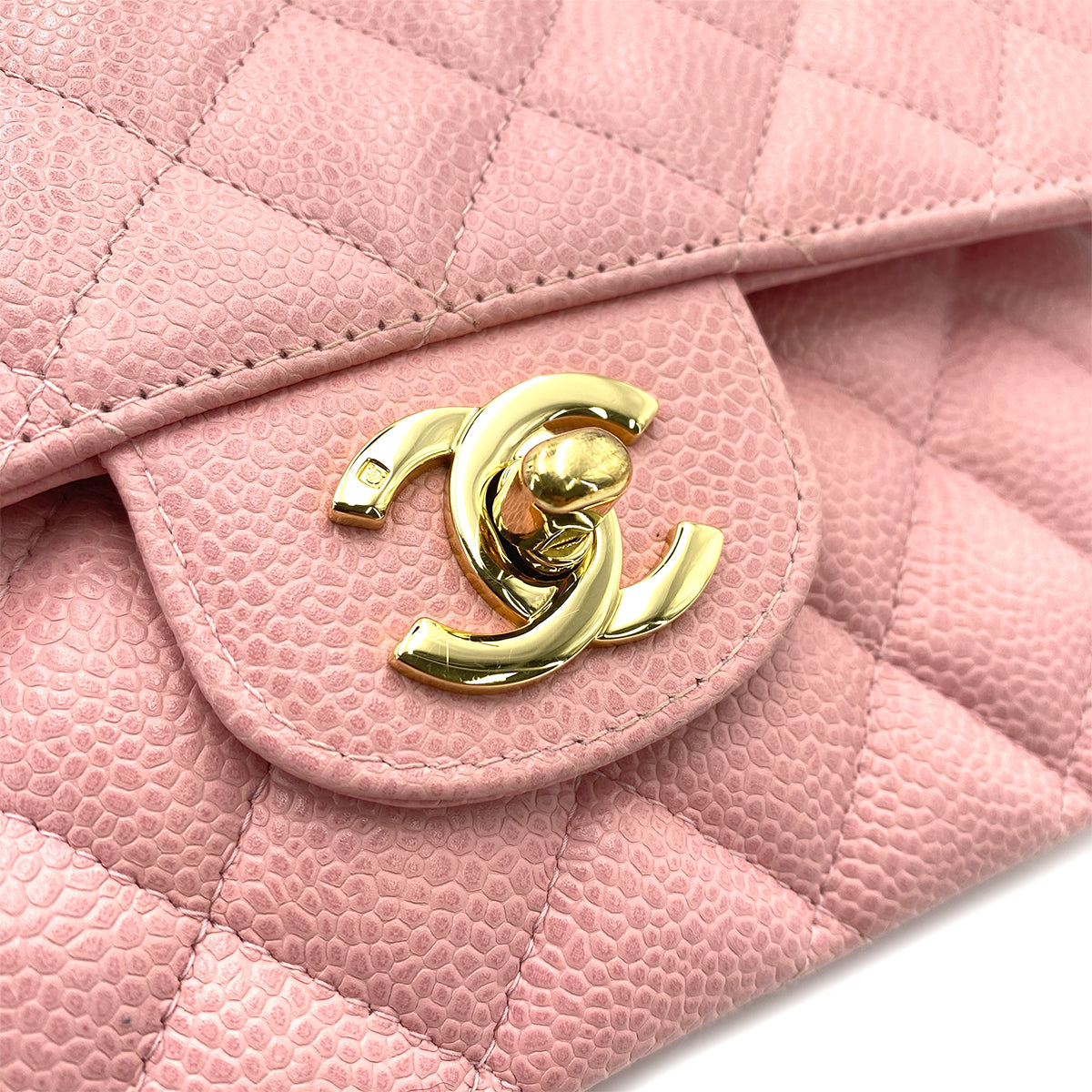 CHANEL VINTAGE CLASSIC FLAP MEDIUM CHAIN SHOULDER BAG PINK CAVIAR SKIN 90241756