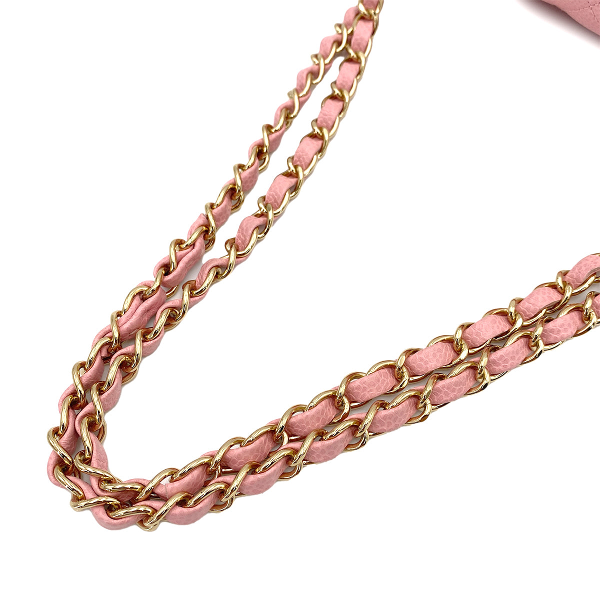 CHANEL VINTAGE CLASSIC FLAP MEDIUM CHAIN SHOULDER BAG PINK CAVIAR SKIN 90241756
