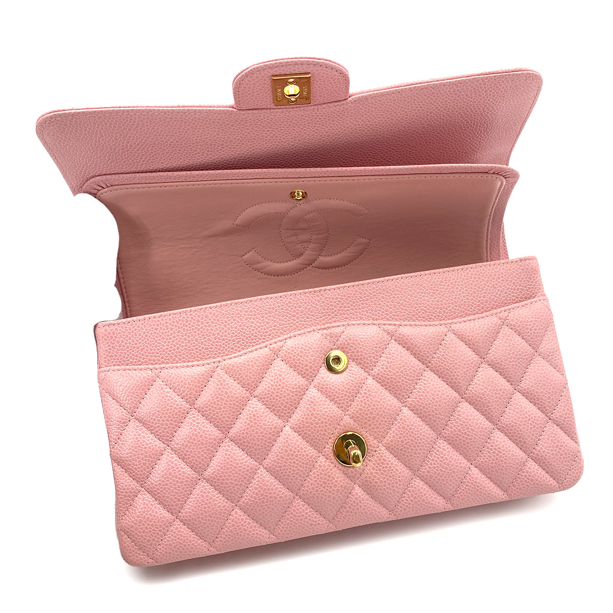CHANEL VINTAGE CLASSIC FLAP MEDIUM CHAIN SHOULDER BAG PINK CAVIAR SKIN 90241756