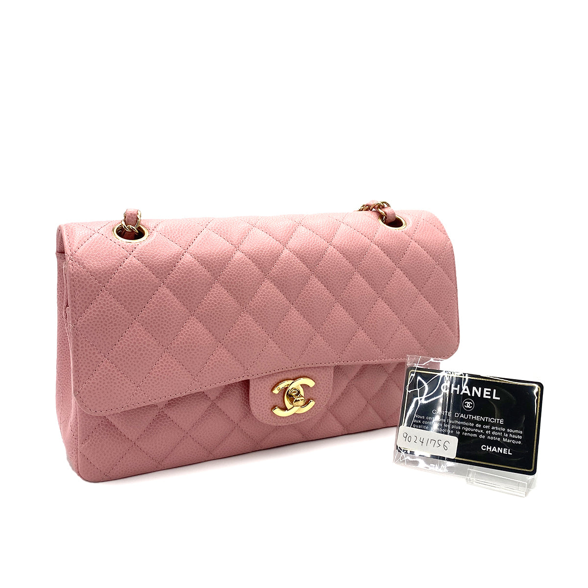 CHANEL VINTAGE CLASSIC FLAP MEDIUM CHAIN SHOULDER BAG PINK CAVIAR SKIN 90241756