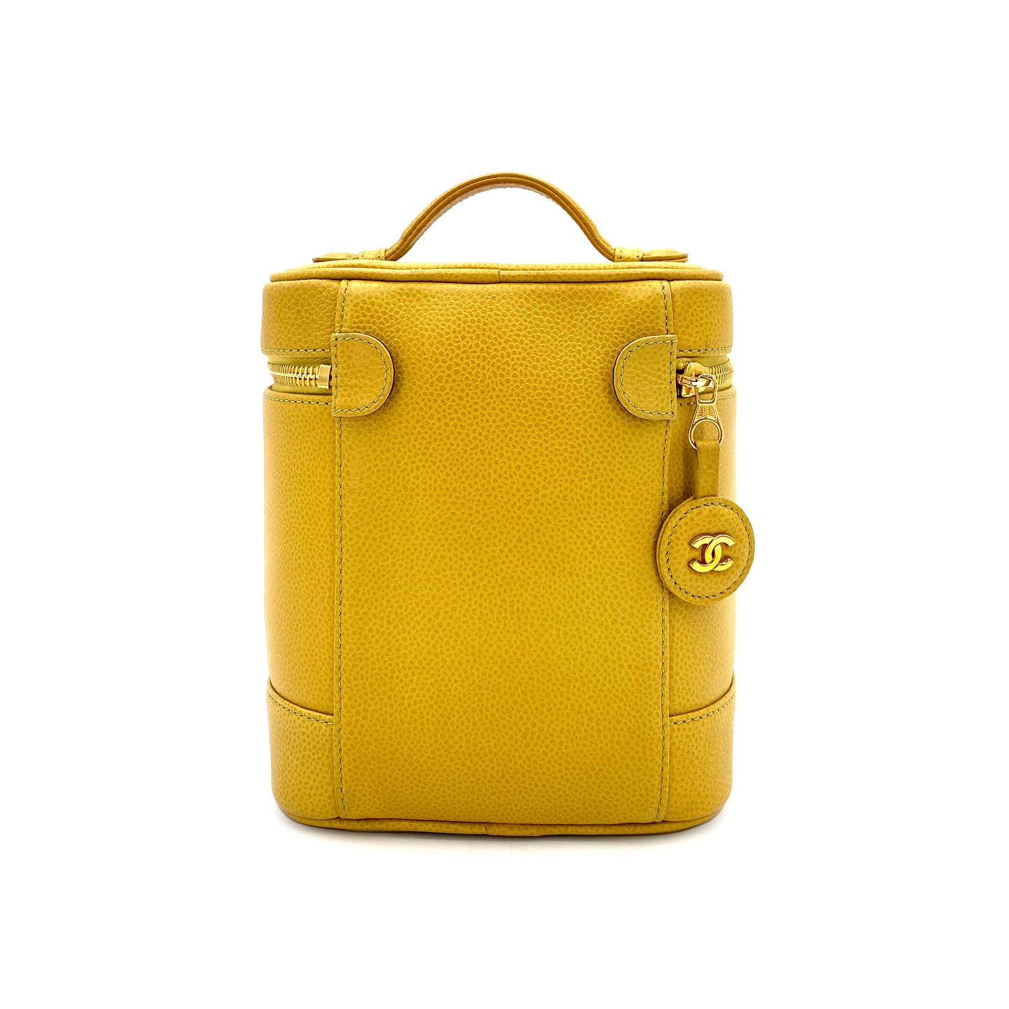CHANEL VINTAGE VANITY HAND BAG YELLOW CAVIAR SKIN 90241761
