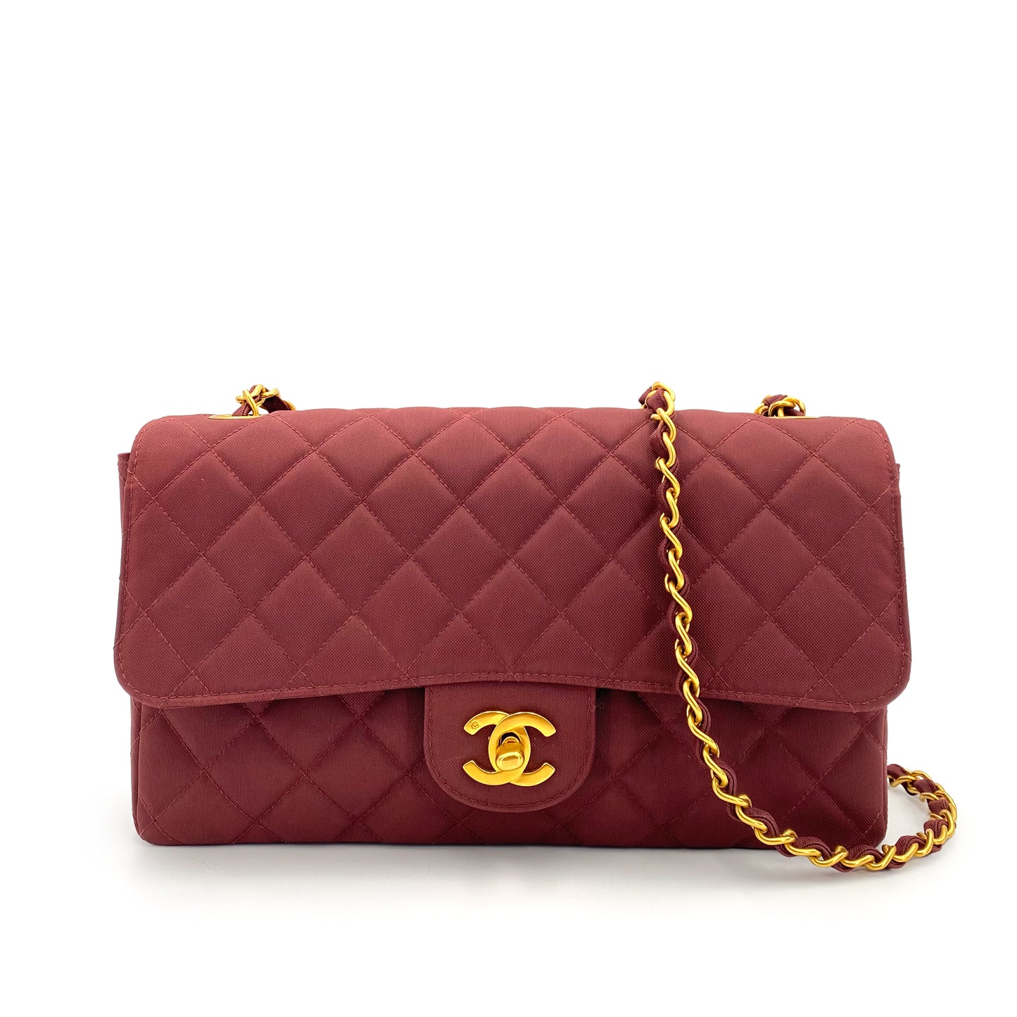 CHANEL VINTAGE MATELASSE CHAIN SHOULDER BAG BORDEAUX NYLON 90241768