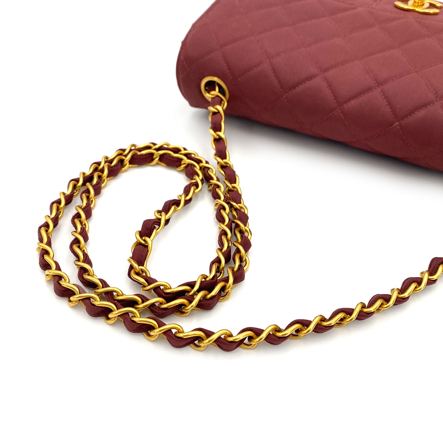 CHANEL VINTAGE MATELASSE CHAIN SHOULDER BAG BORDEAUX NYLON 90241768