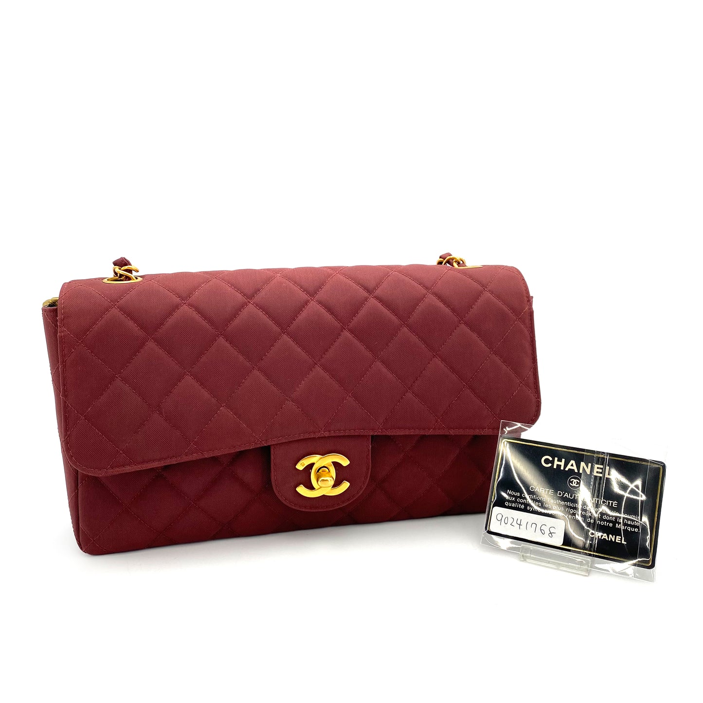 CHANEL VINTAGE MATELASSE CHAIN SHOULDER BAG BORDEAUX NYLON 90241768