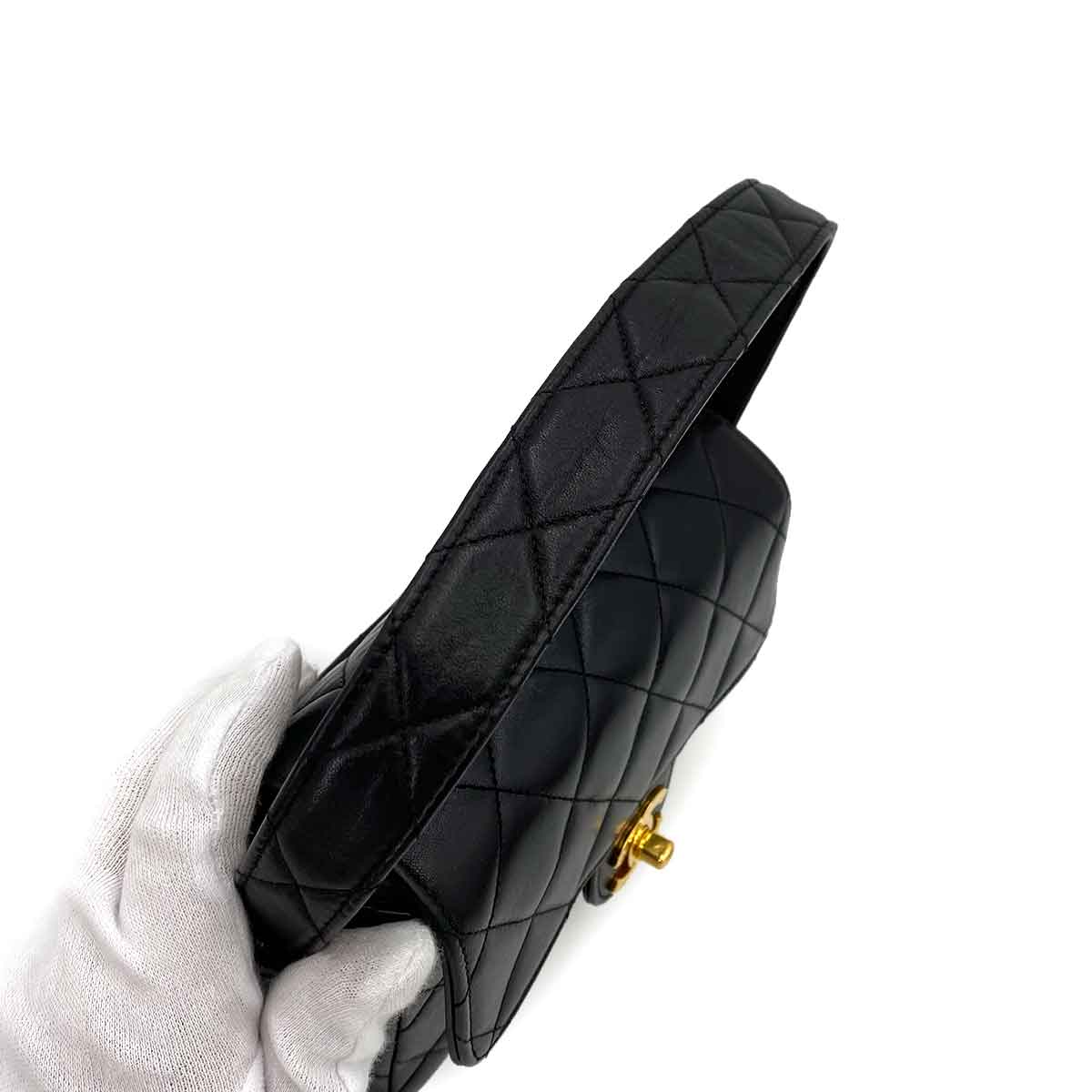 CHANEL VINTAGE MATELASSE HAND BAG BLACK LAMB SKIN 90241771