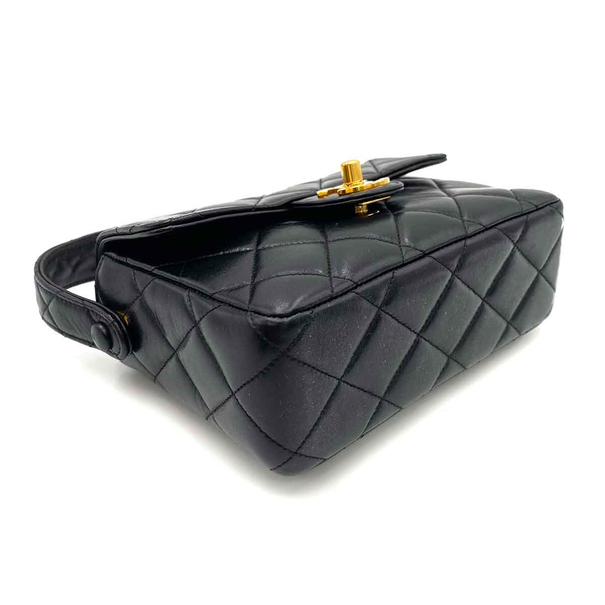 CHANEL VINTAGE MATELASSE HAND BAG BLACK LAMB SKIN 90241771