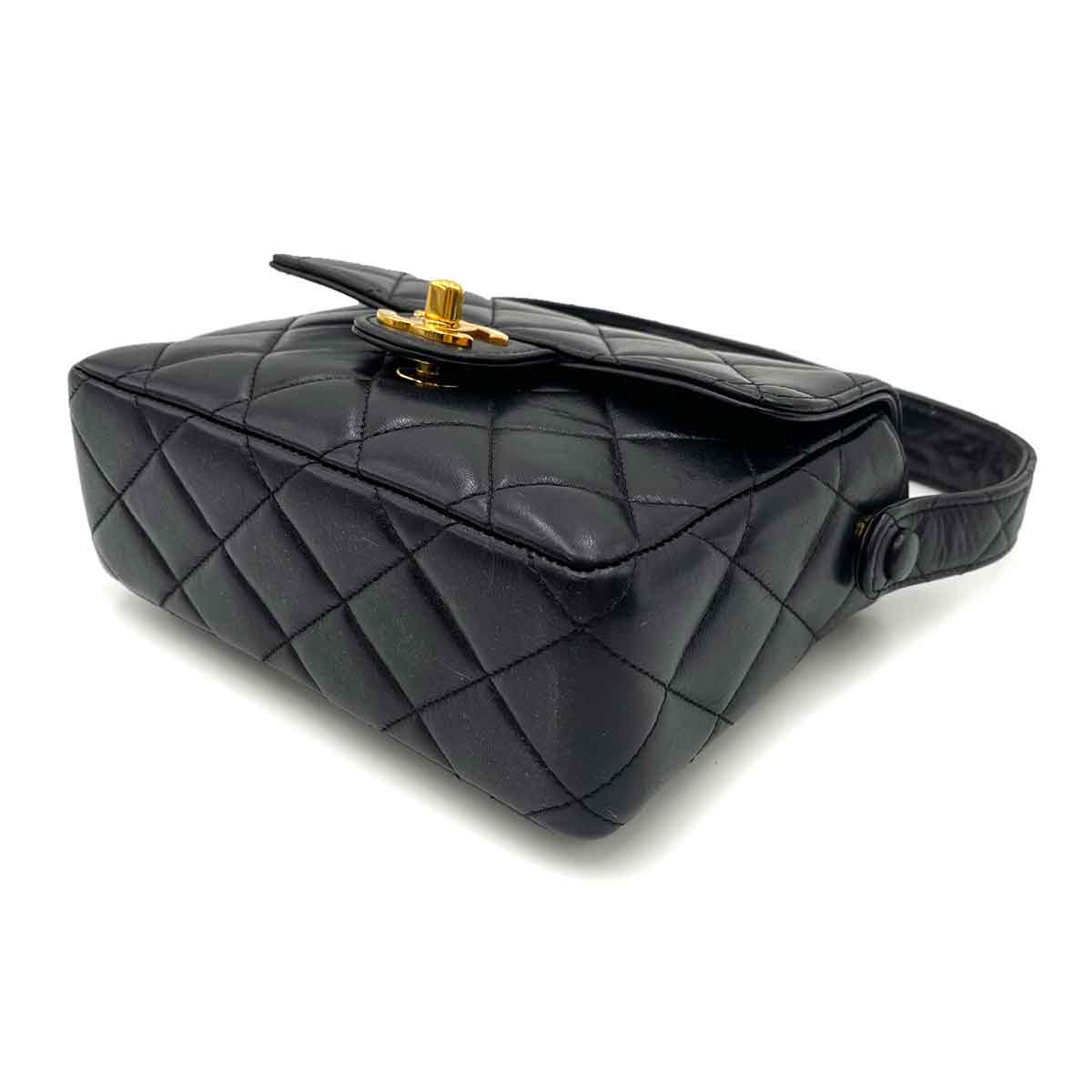 CHANEL VINTAGE MATELASSE HAND BAG BLACK LAMB SKIN 90241771