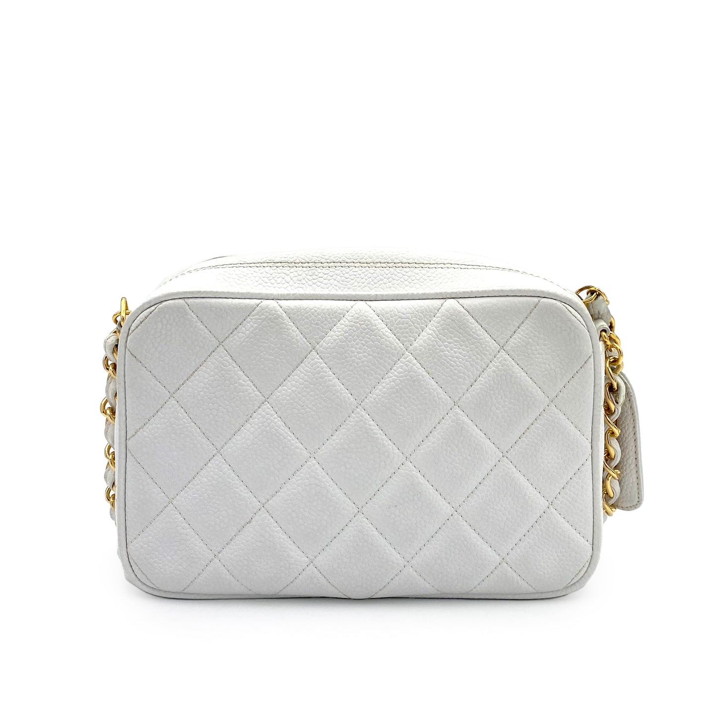CHANEL VINTAGE MATELASSE CHAIN SHULDER BAG WHITE CAVIAR SKIN 90241782