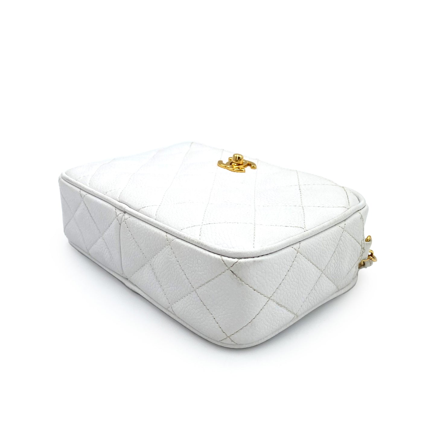CHANEL VINTAGE MATELASSE CHAIN SHULDER BAG WHITE CAVIAR SKIN 90241782