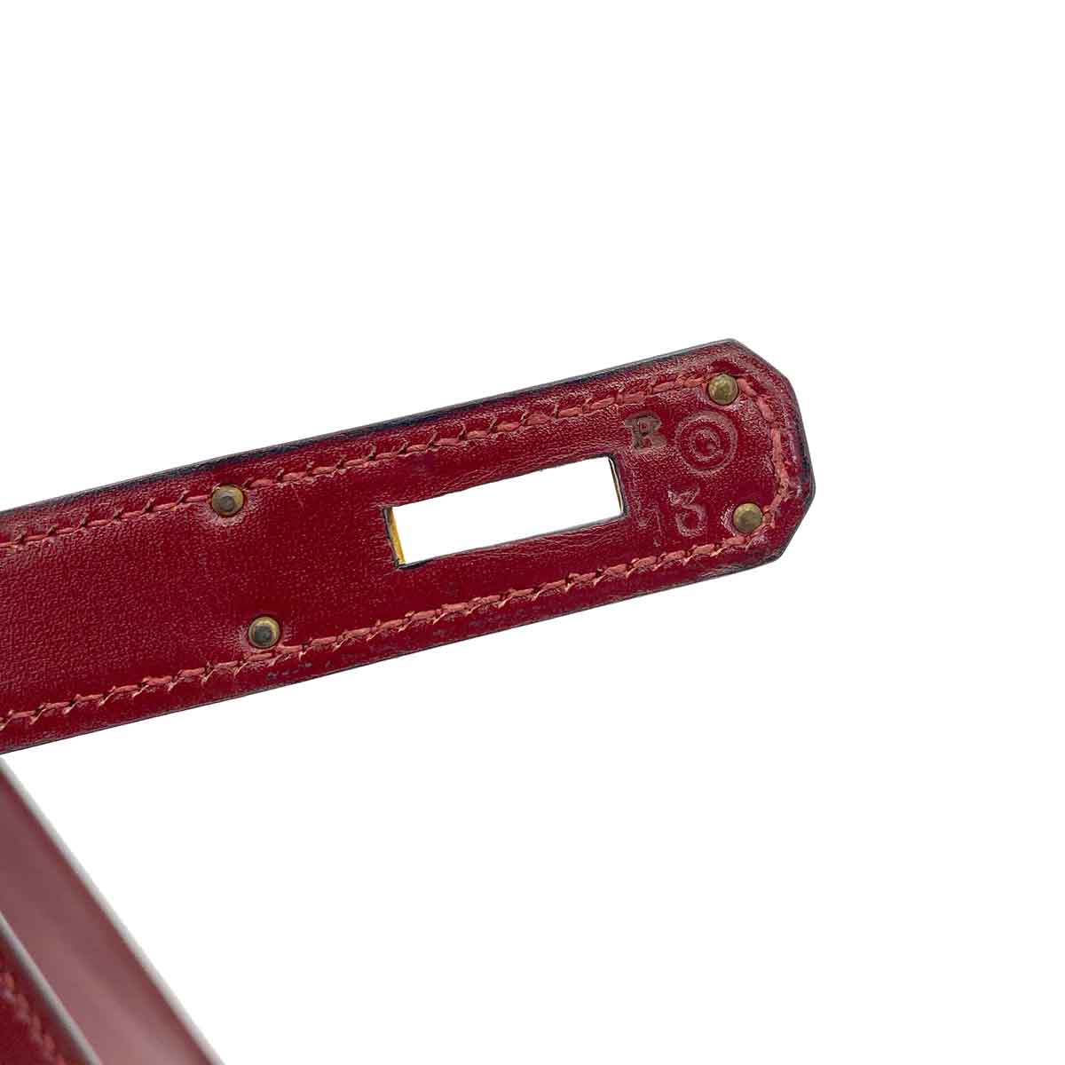 HERMES KELLY 28 SELLIER BORDEAUX BOX CARF HAND BAG 〇Q 90241792
