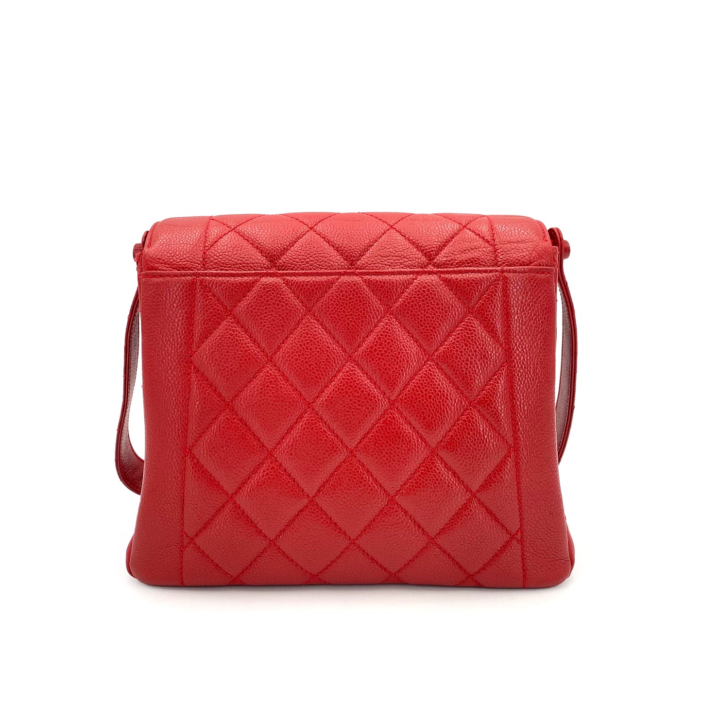 CHANEL VINTAGE MATELASSE SHOULDER BAG RED CAVIAR SKIN 90241793