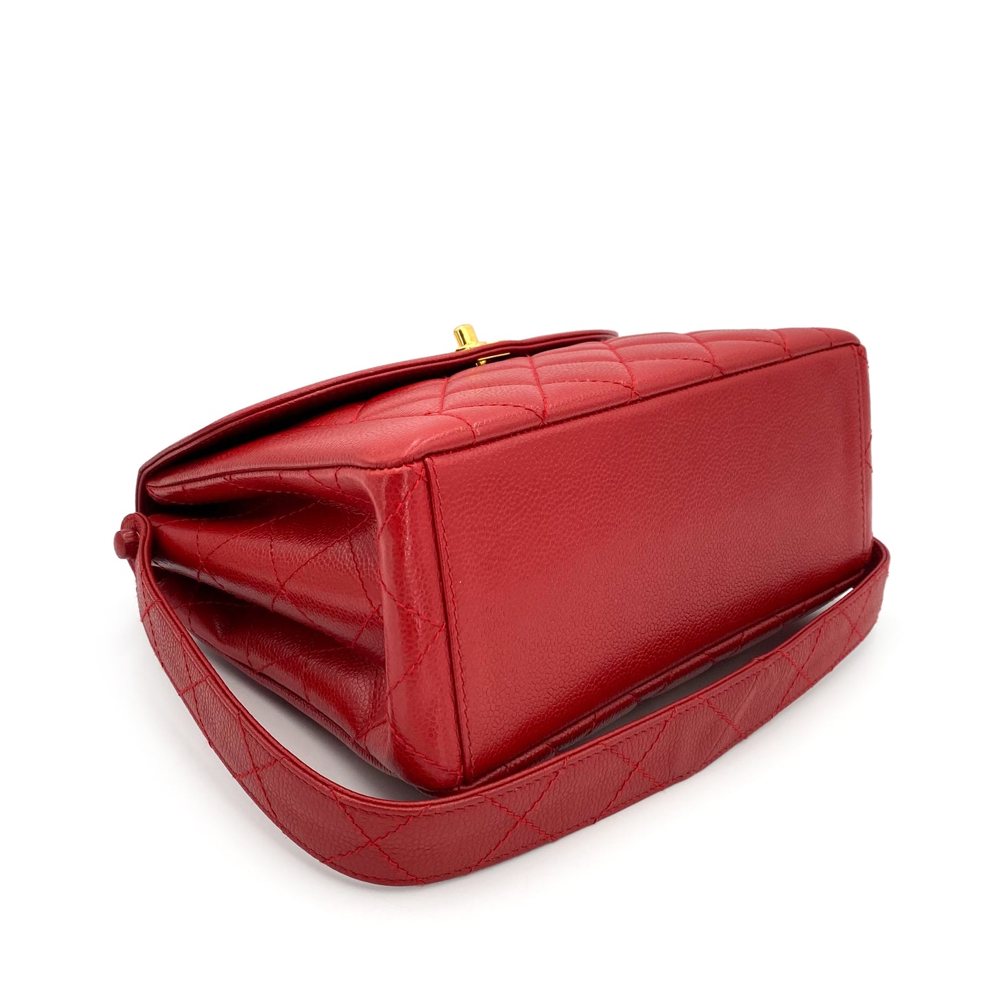 CHANEL VINTAGE MATELASSE SHOULDER BAG RED CAVIAR SKIN 90241793
