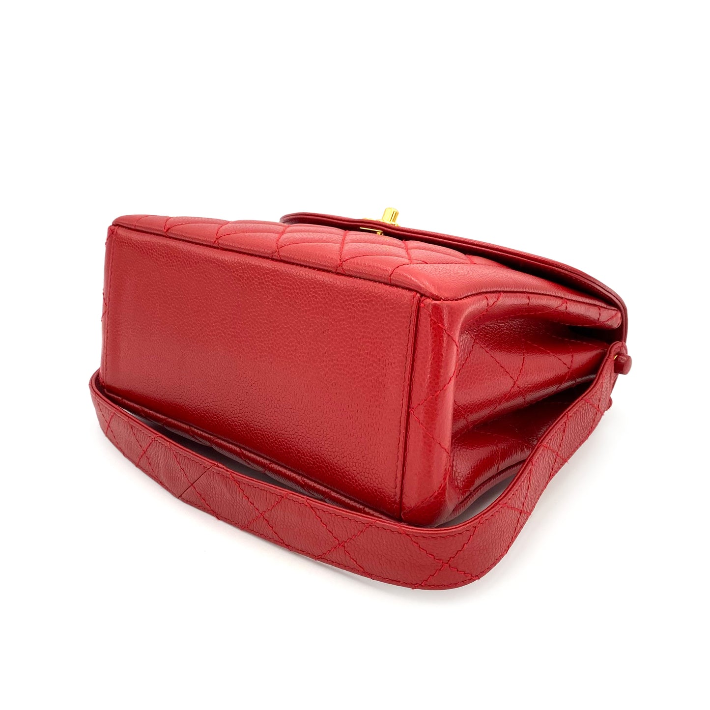CHANEL VINTAGE MATELASSE SHOULDER BAG RED CAVIAR SKIN 90241793