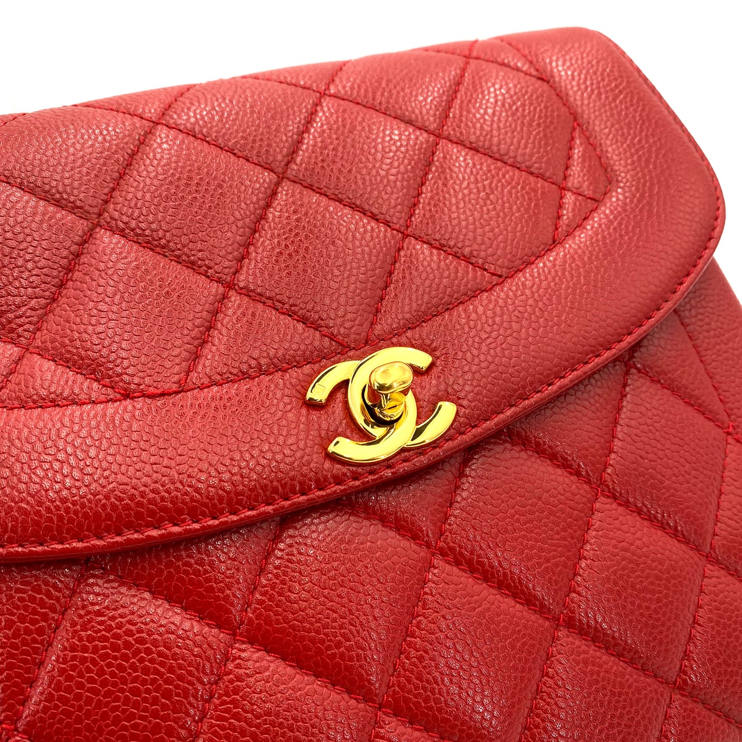 CHANEL VINTAGE MATELASSE SHOULDER BAG RED CAVIAR SKIN 90241793