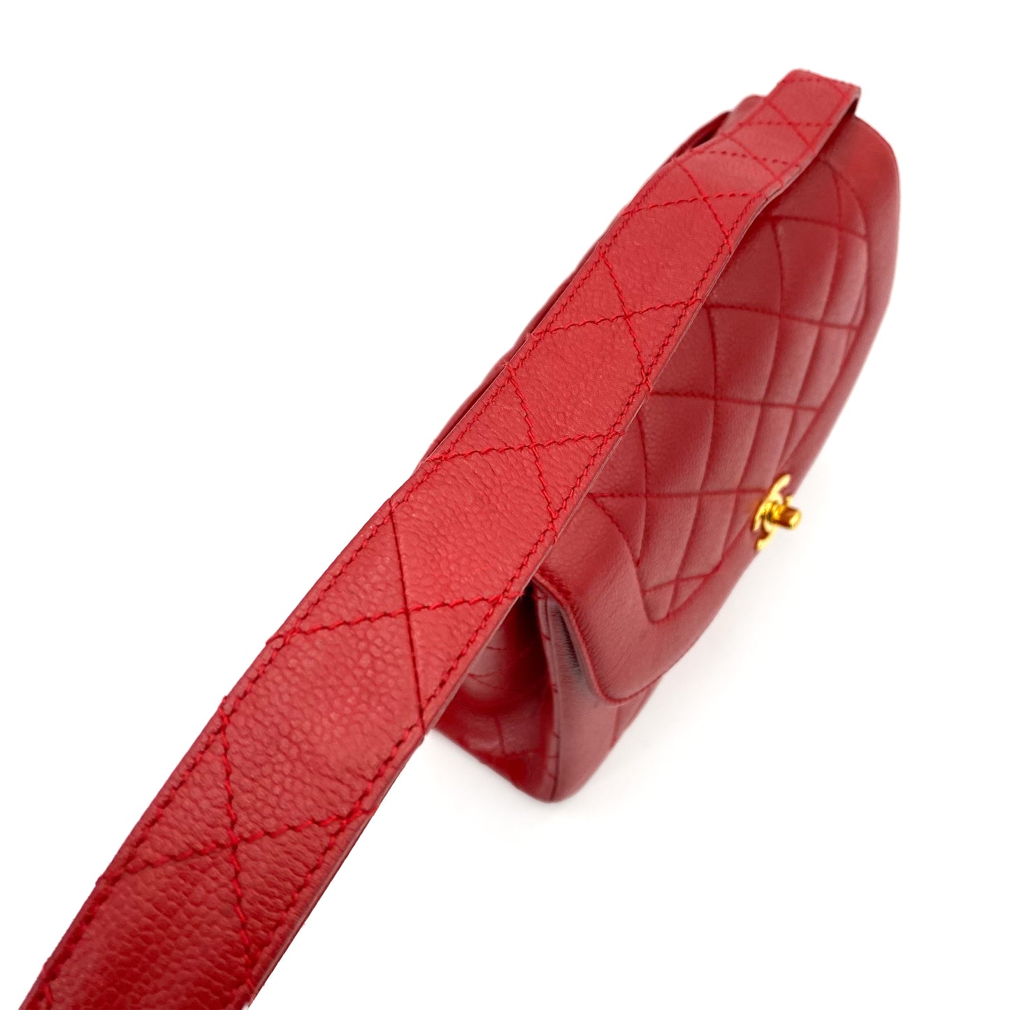 CHANEL VINTAGE MATELASSE SHOULDER BAG RED CAVIAR SKIN 90241793