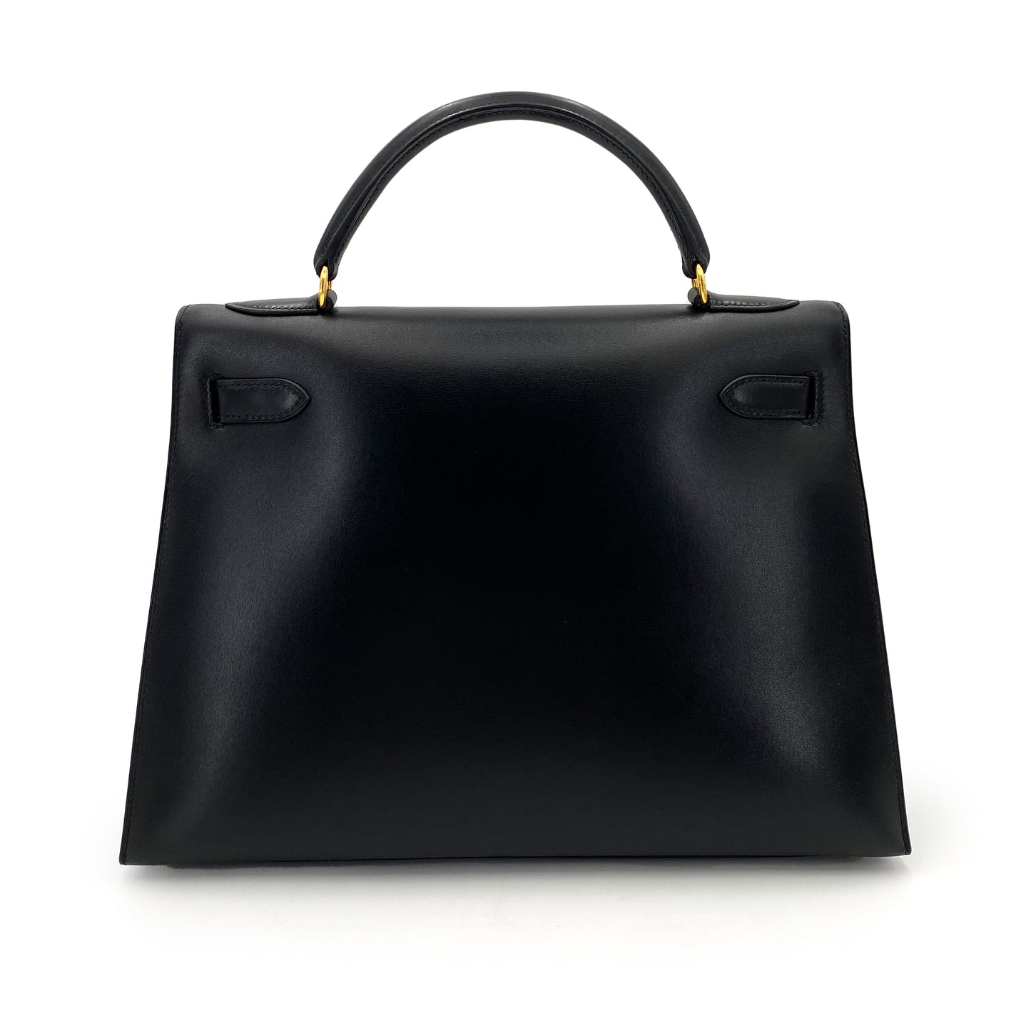 HERMES KELLY 32 SELLIER BLACK BOXCALF HAND SHOULDER BAG 〇A 90241794