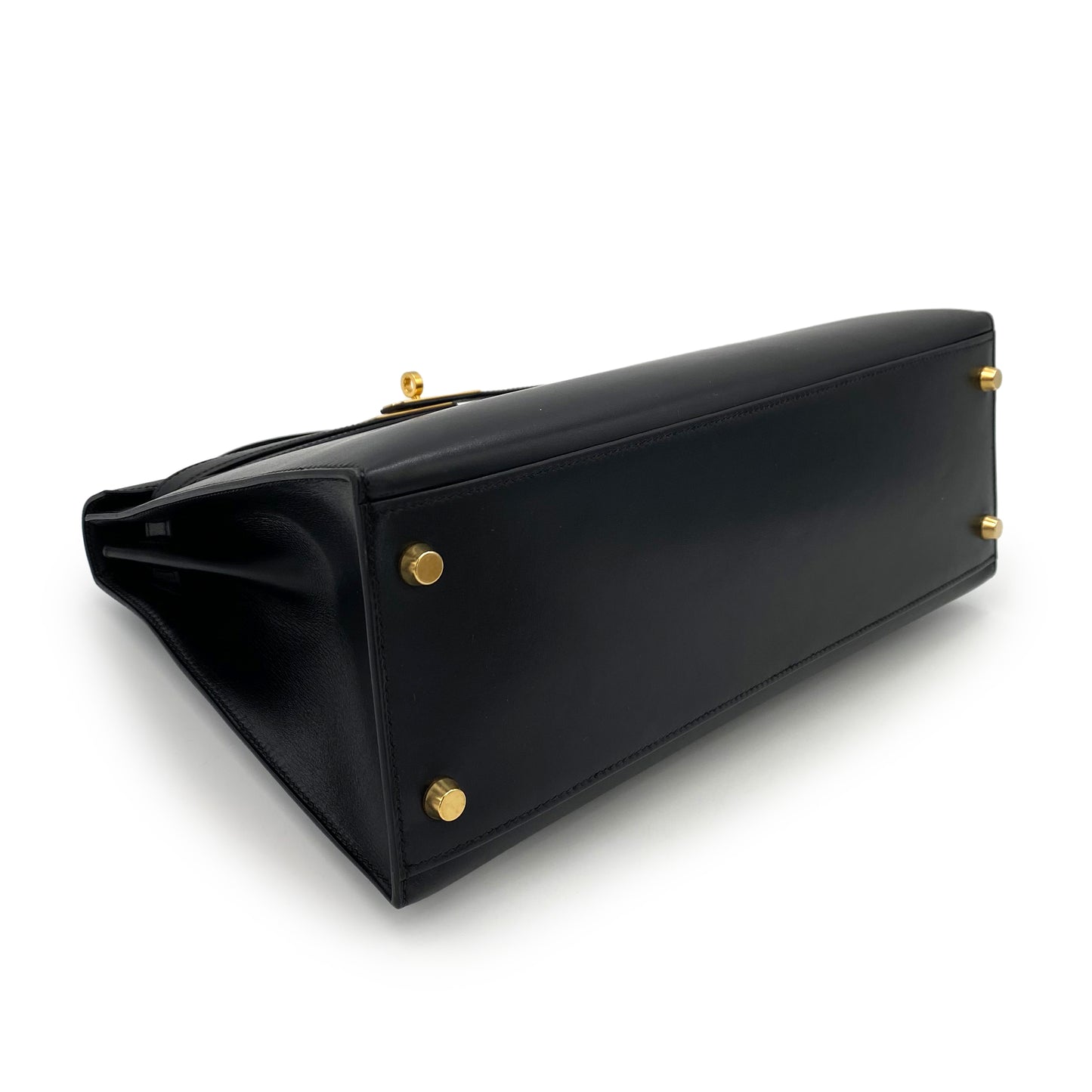 HERMES KELLY 32 SELLIER BLACK BOXCALF HAND SHOULDER BAG 〇A 90241794