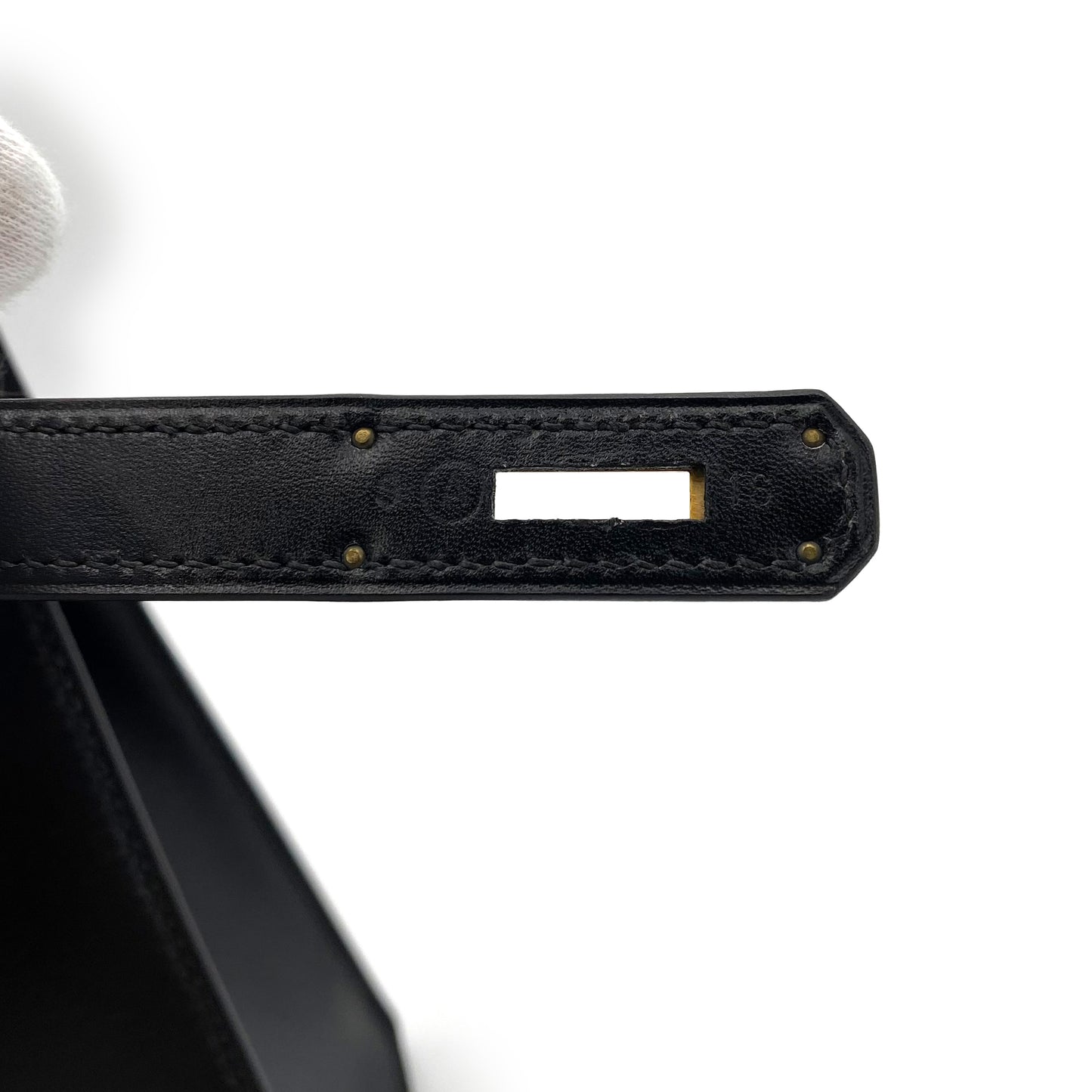 HERMES KELLY 32 SELLIER BLACK BOXCALF HAND SHOULDER BAG 〇A 90241794