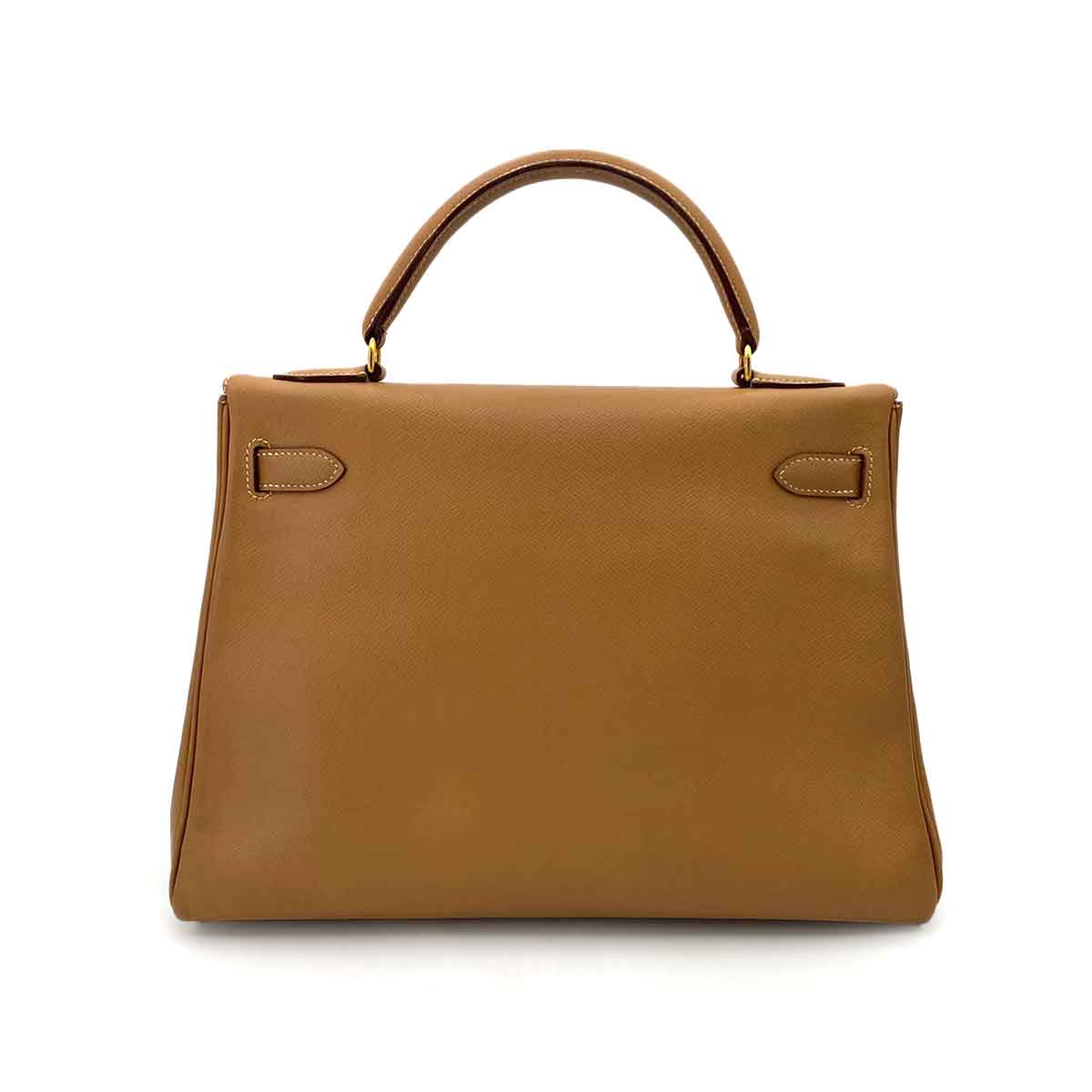 HERMES KELLY 32 RETOURNE NATURAL COUCHVEL HAND SHOULDER BAG 〇Y 90241795