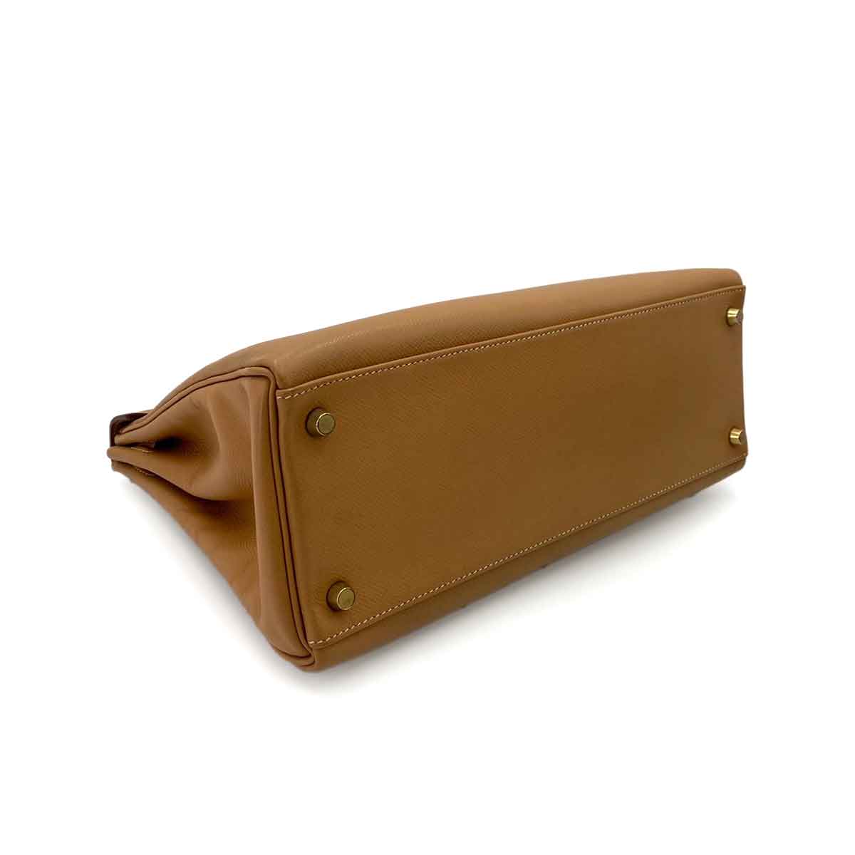 HERMES KELLY 32 RETOURNE NATURAL COUCHVEL HAND SHOULDER BAG 〇Y 90241795