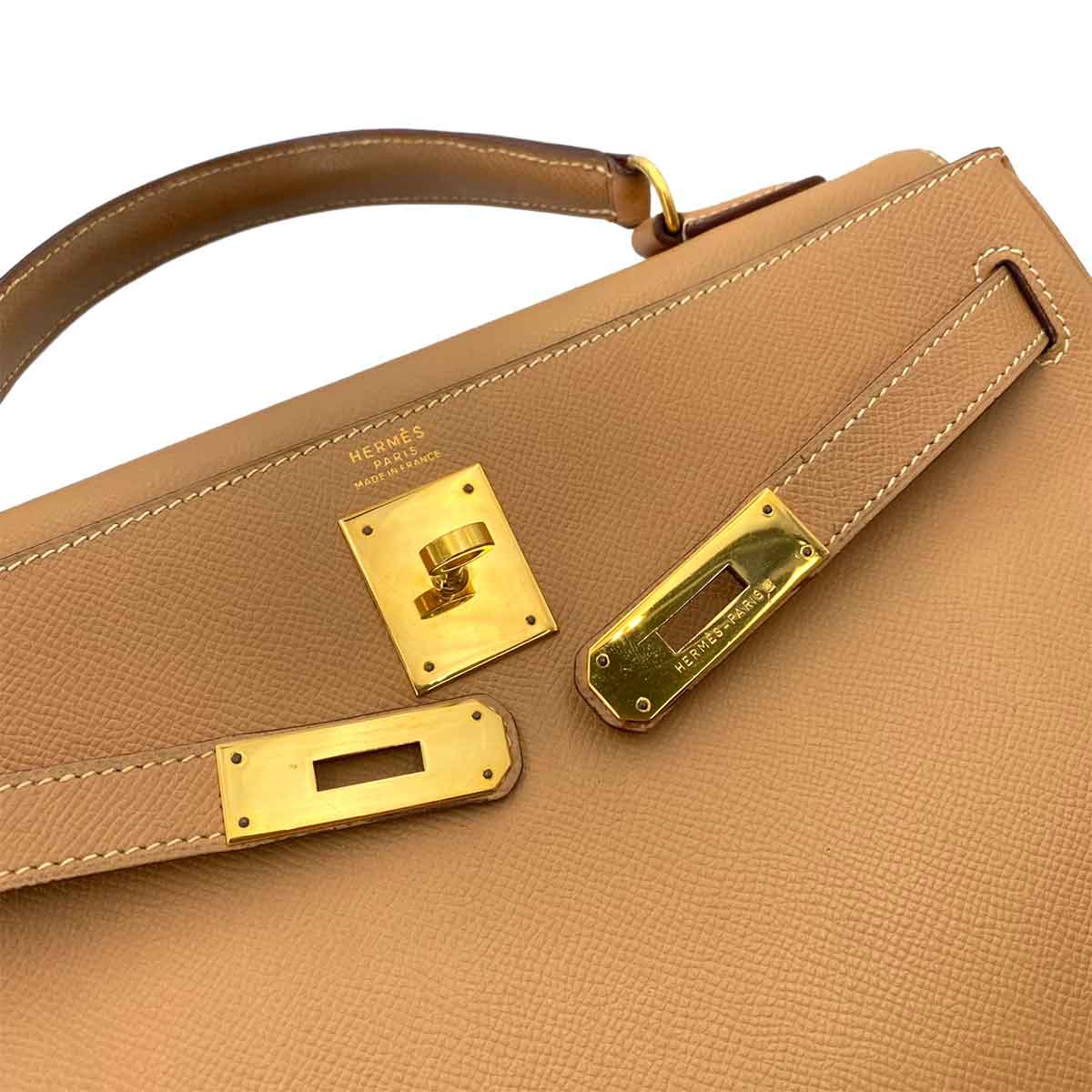 HERMES KELLY 32 RETOURNE NATURAL COUCHVEL HAND SHOULDER BAG 〇Y 90241795