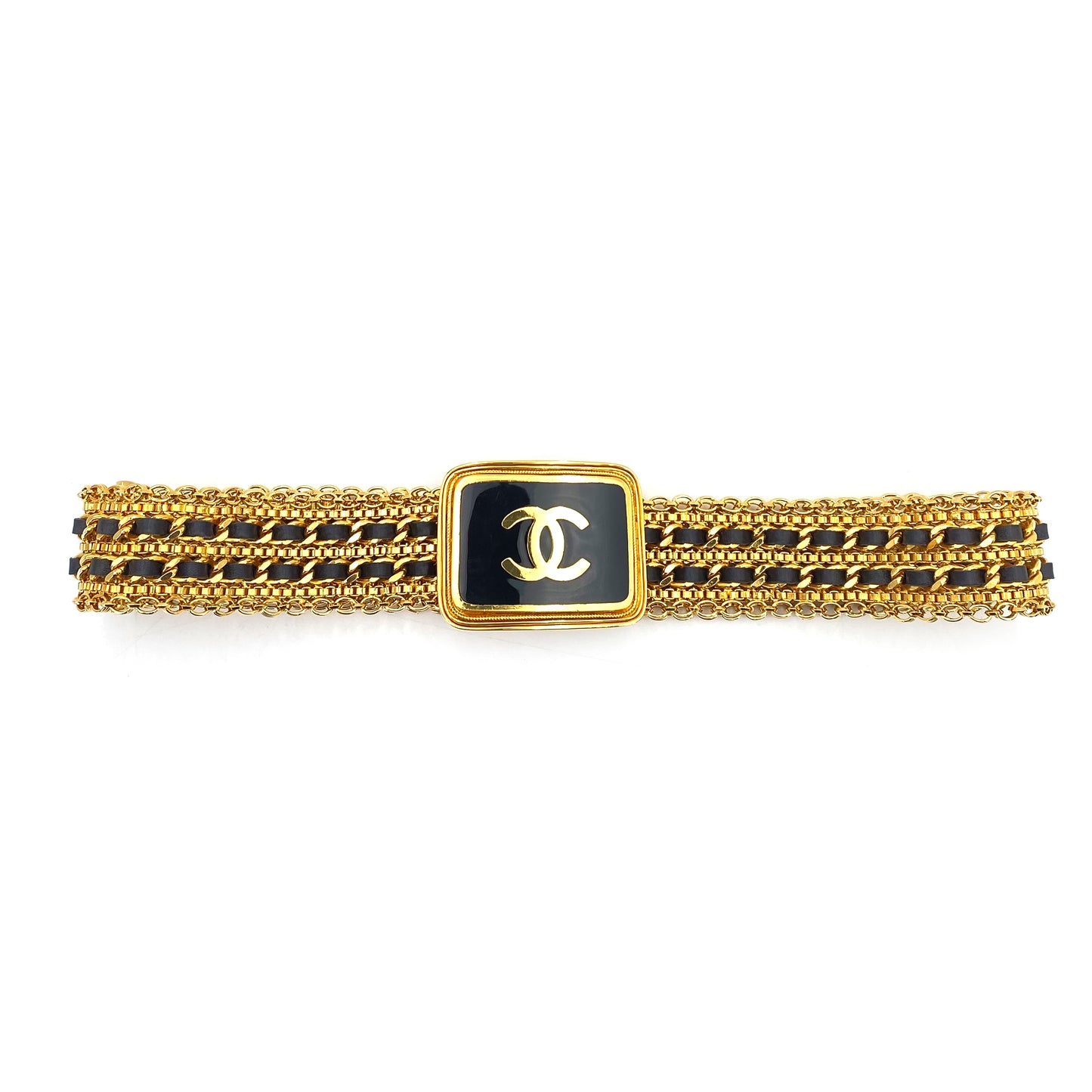 CHANEL VINTAGE CHAIN BELT LEATHER COCOMARK ACCESSORY 96A 90241799