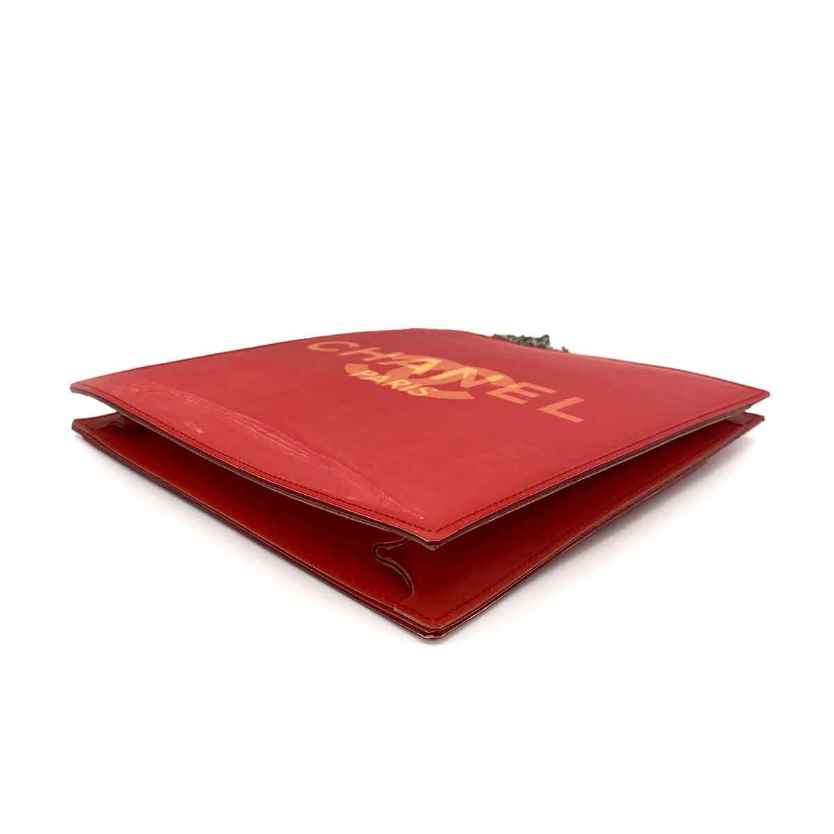 CHANEL VINTAGE COCOMARK HOLOGRAM CHAIN SHOULDER BAG RED NYLON 90242112