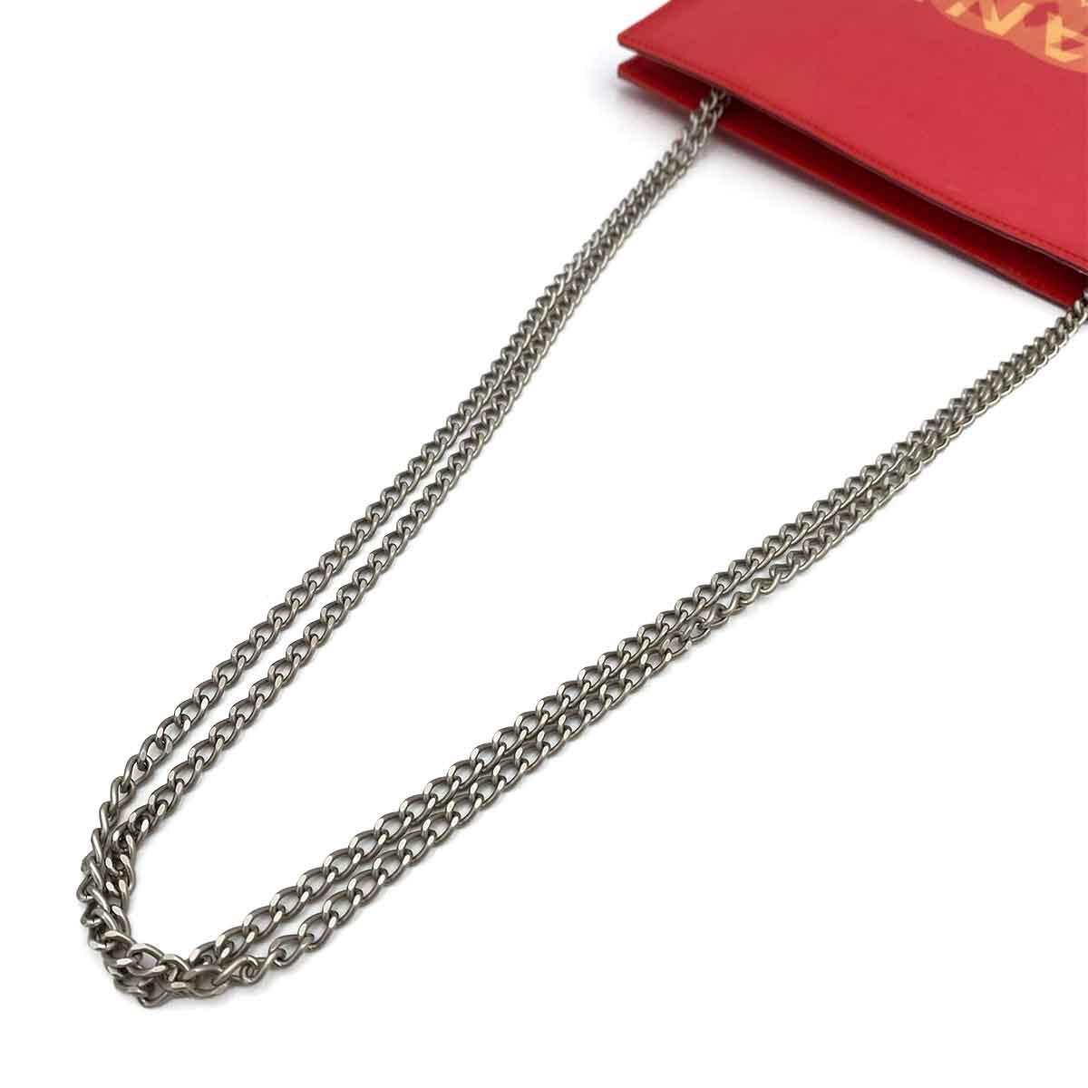 CHANEL VINTAGE COCOMARK HOLOGRAM CHAIN SHOULDER BAG RED NYLON 90242112