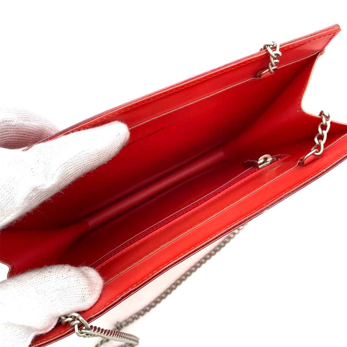 CHANEL VINTAGE COCOMARK HOLOGRAM CHAIN SHOULDER BAG RED NYLON 90242112