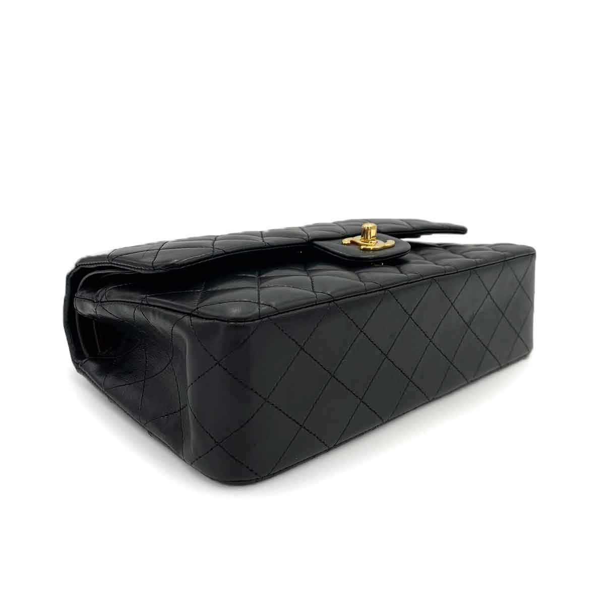 CHANEL VINTAGE CLASSIC FLAP MEDIUM CHAIN SHOULDER BAG BLACK LAMB SKIN 90242113