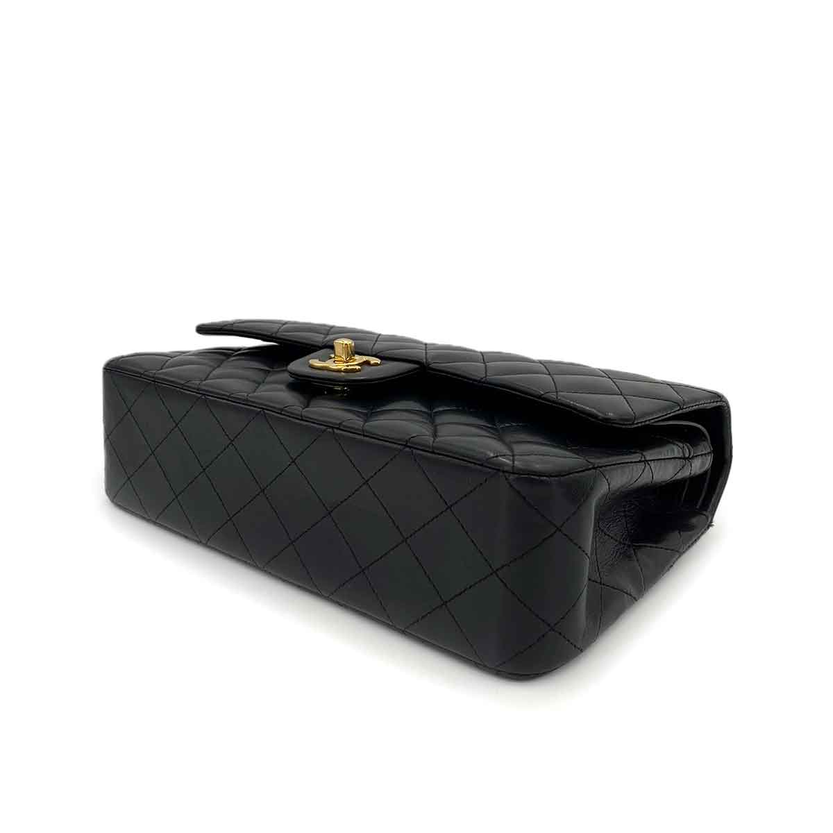 CHANEL VINTAGE CLASSIC FLAP MEDIUM CHAIN SHOULDER BAG BLACK LAMB SKIN 90242113