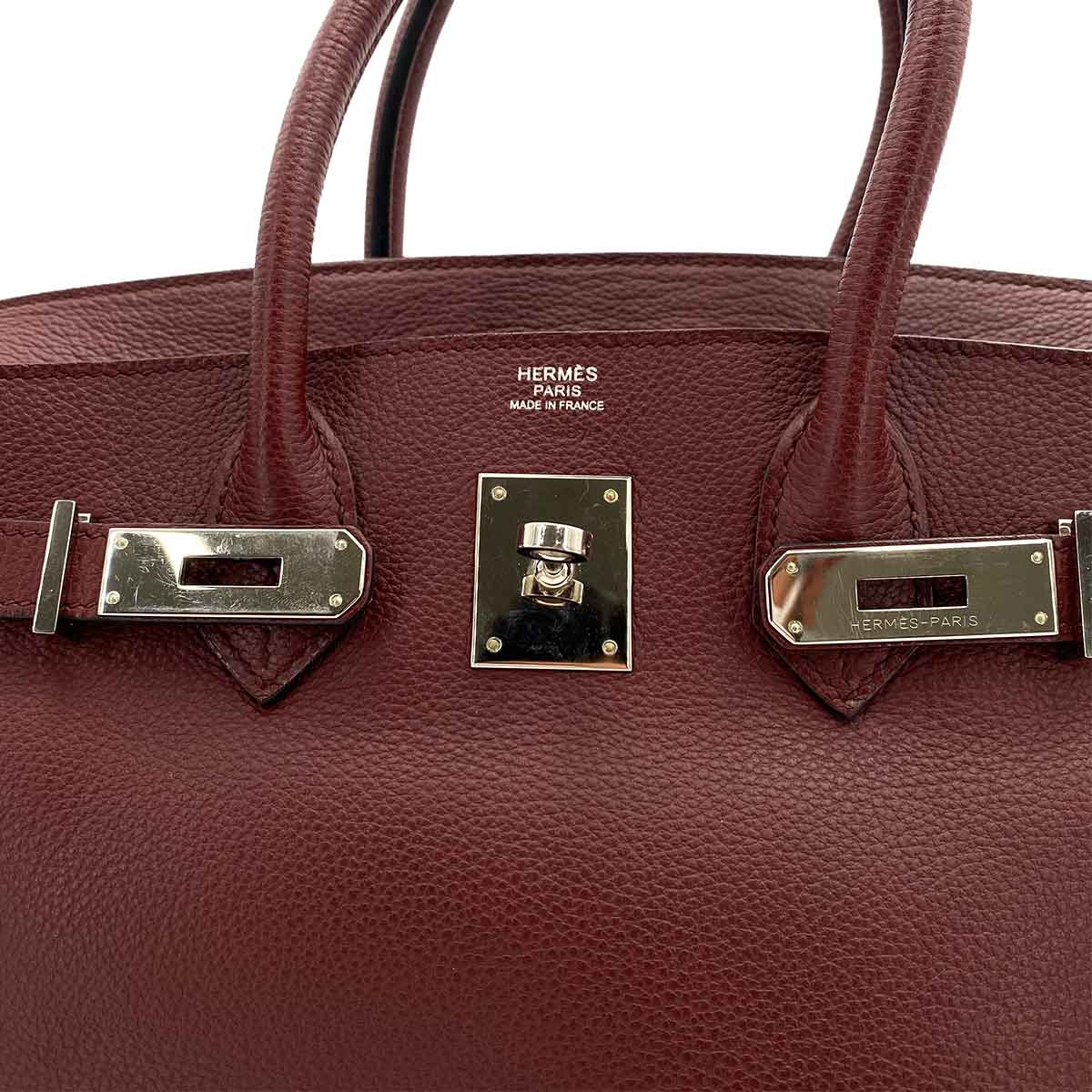 HERMES BIRKIN 30 BORDEAUX BASH TREKKING HAND BAG □O 90242122