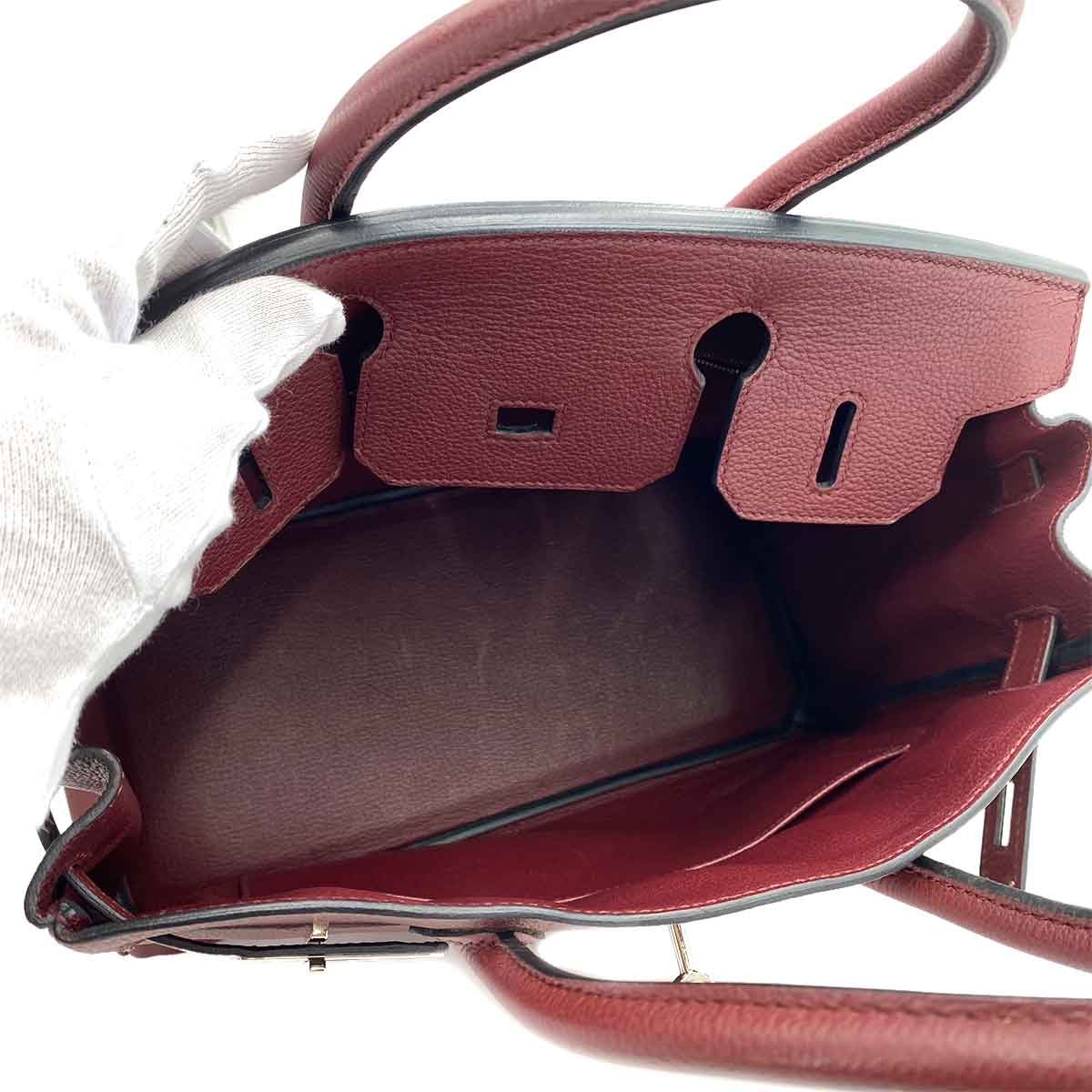 HERMES BIRKIN 30 BORDEAUX BASH TREKKING HAND BAG □O 90242122