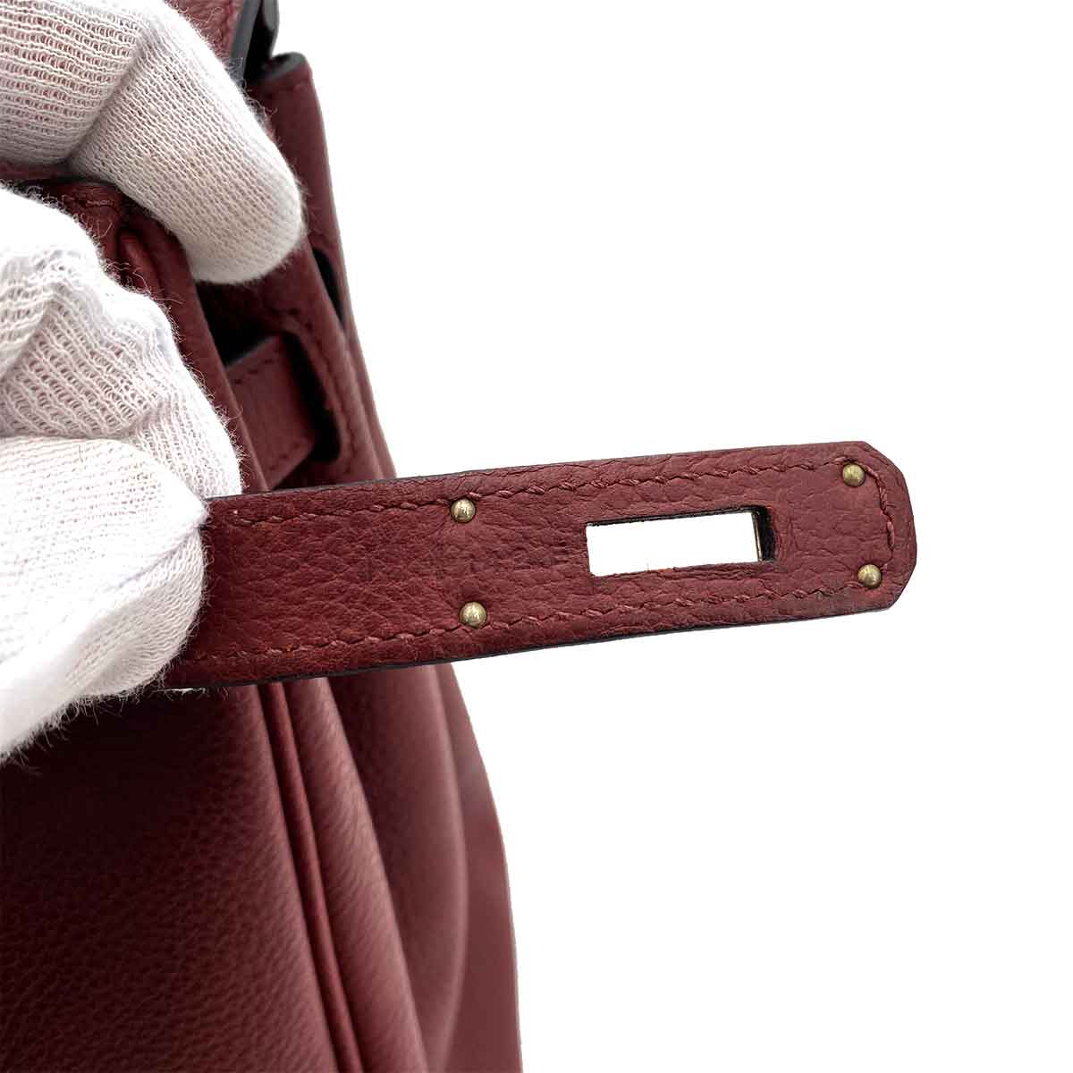 HERMES BIRKIN 30 BORDEAUX BASH TREKKING HAND BAG □O 90242122