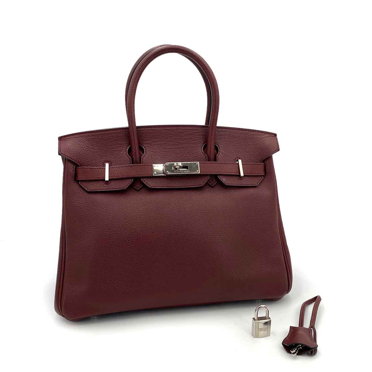 HERMES BIRKIN 30 BORDEAUX BASH TREKKING HAND BAG □O 90242122