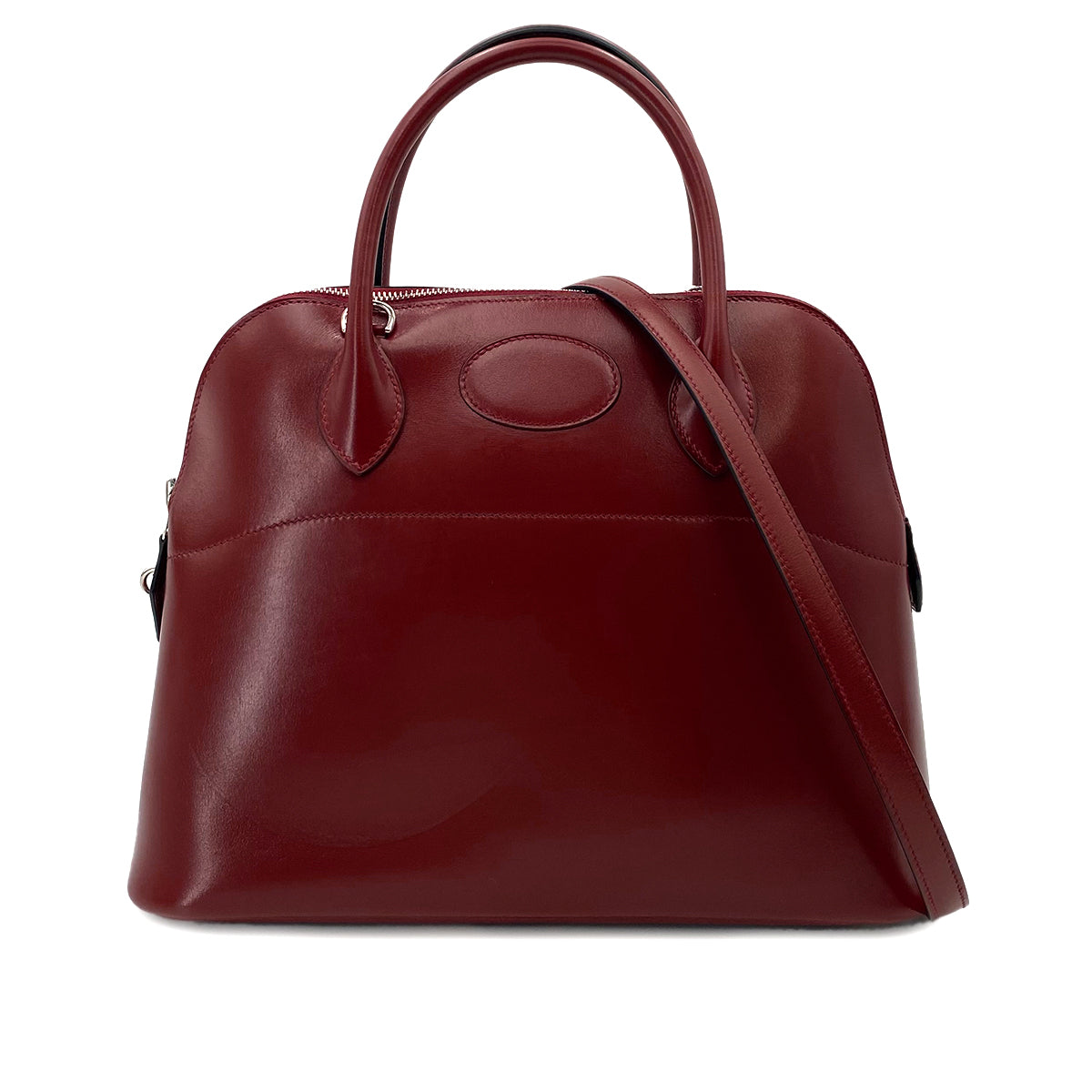 HERMES BOLIDE 31 ROUGE H BOXCALF HAND SHOULDER BAG □D 90242123