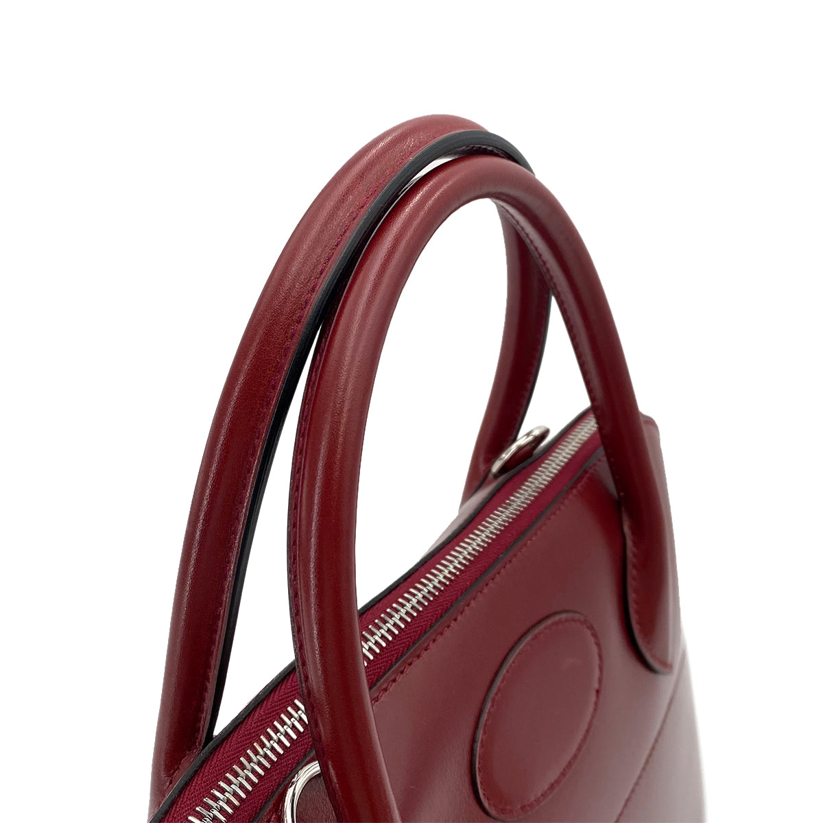 HERMES BOLIDE 31 ROUGE H BOXCALF HAND SHOULDER BAG □D 90242123