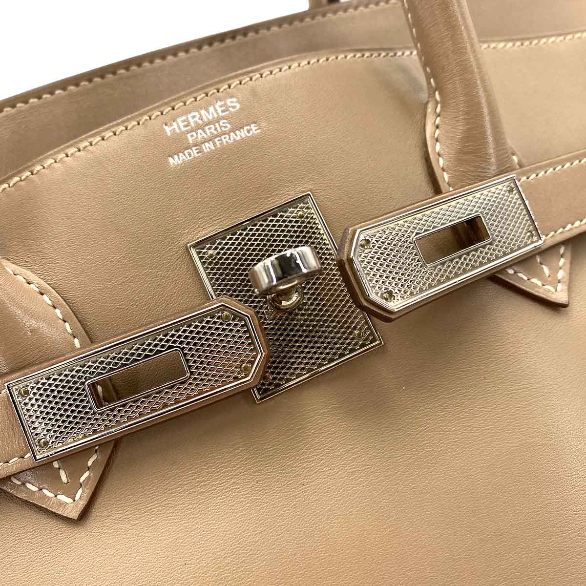 HERMES BIRKIN 35 GUILLOCHE ARGILE VEAU TADELAKT HAND BAG □Q 90242126