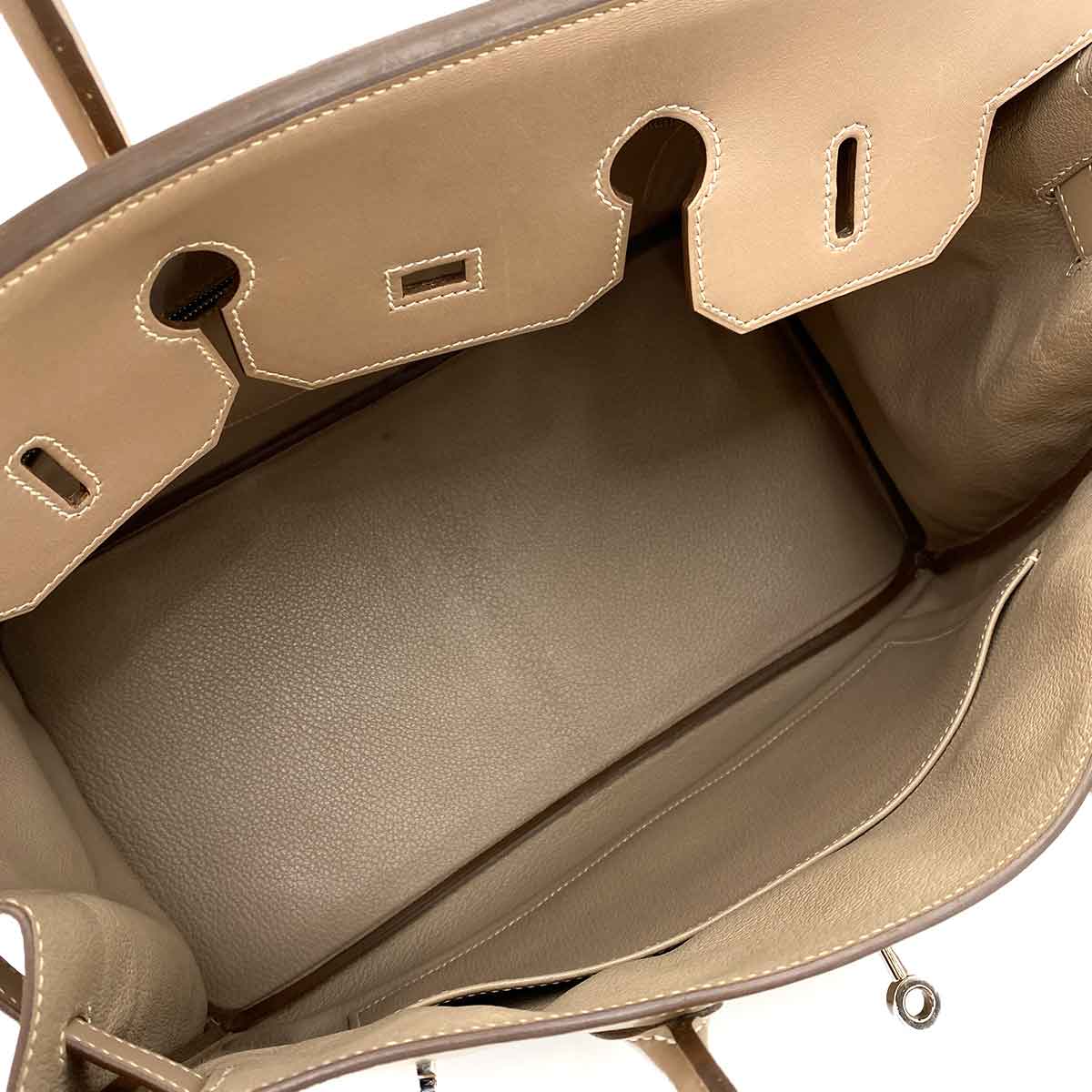 HERMES BIRKIN 35 GUILLOCHE ARGILE VEAU TADELAKT HAND BAG □Q 90242126