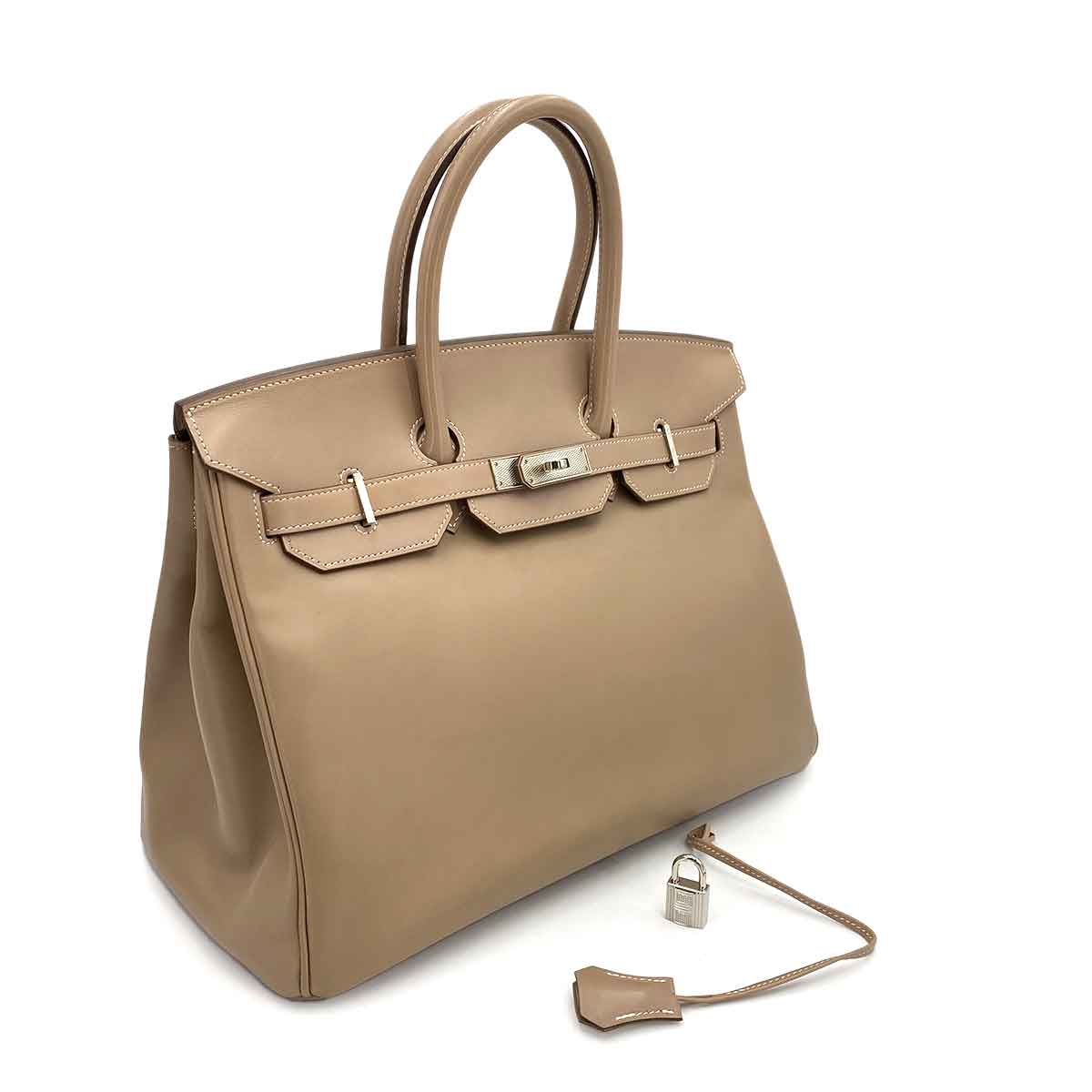 HERMES BIRKIN 35 GUILLOCHE ARGILE VEAU TADELAKT HAND BAG □Q 90242126