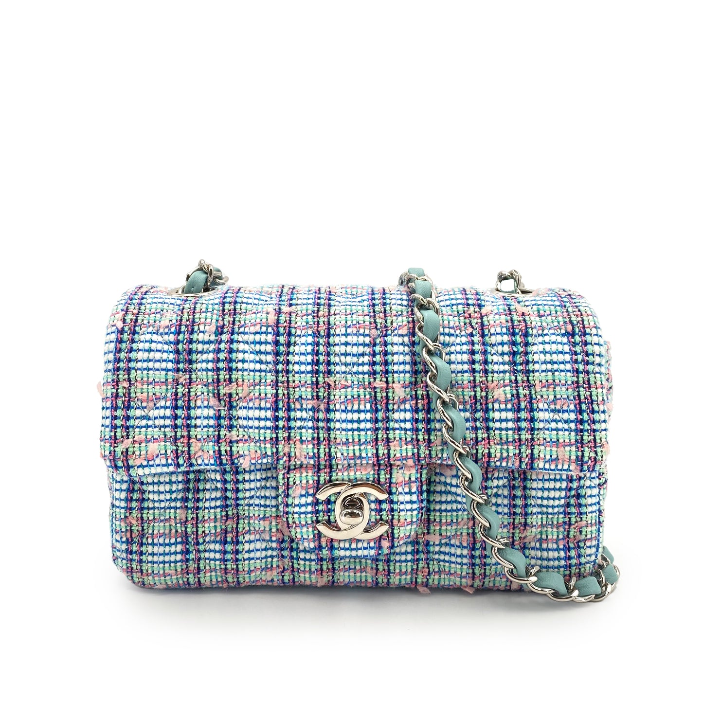 CHANEL MINI MATELASSE 20 CHAIN SHOULDER BAG MULTICOLOR TWEED 90242138