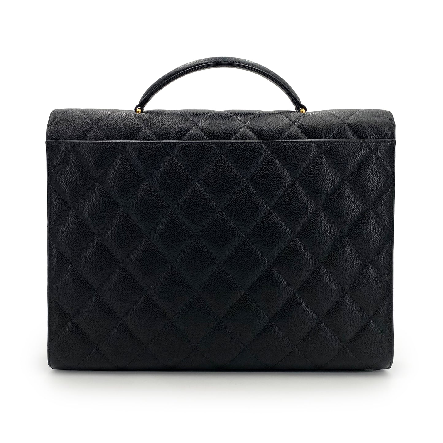 CHANEL VINTAGE BIG COCO BRIEF HAND BAG BLACK CAVIAR SKIN 90242142
