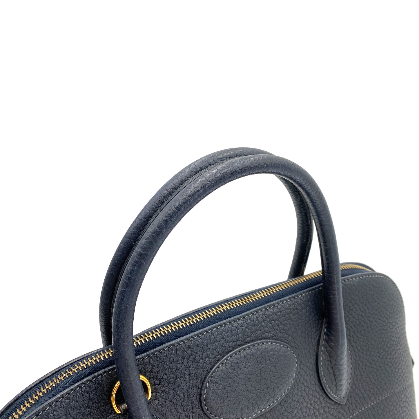 HERMES BOLIDE 37 BLUE INDIGO FJORD HAND SHOULDER BAG □G 90242321