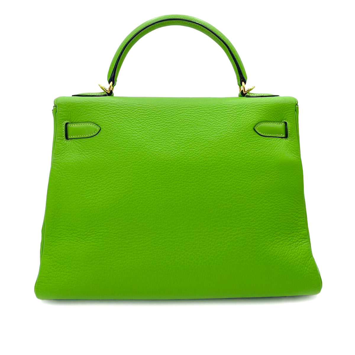 HERMES KELLY 32 RETOURNE APPLE GREEN TAURILLON CLEMENCE HAND SHOULDER BAG □G 90242323
