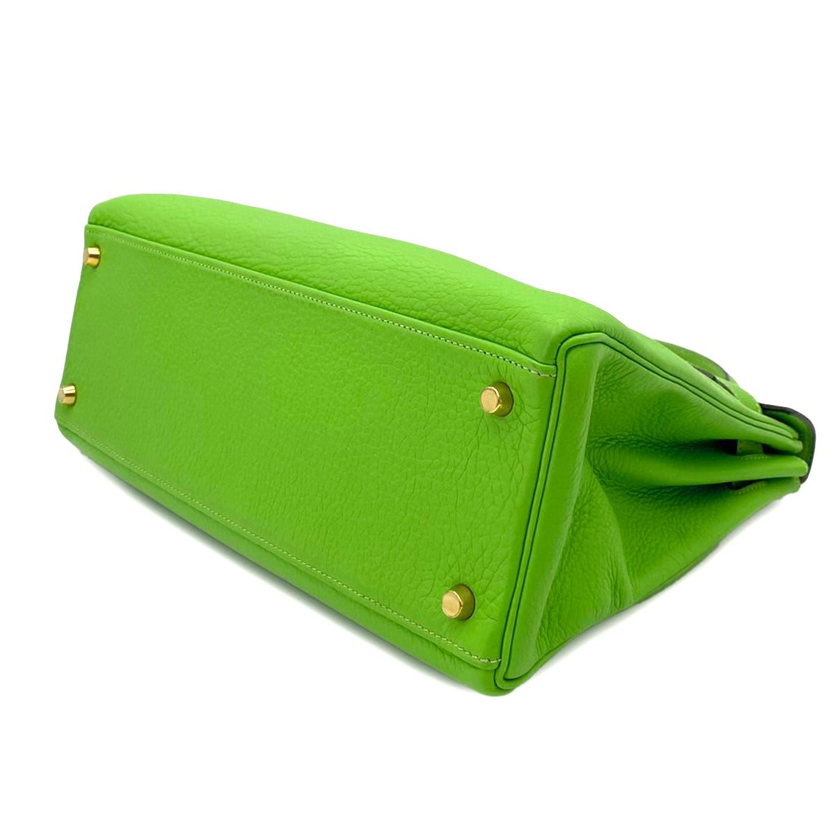 HERMES KELLY 32 RETOURNE APPLE GREEN TAURILLON CLEMENCE HAND SHOULDER BAG □G 90242323
