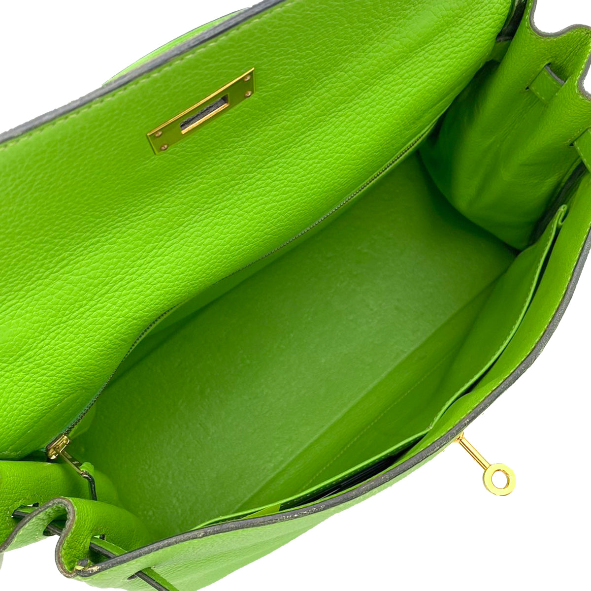 HERMES KELLY 32 RETOURNE APPLE GREEN TAURILLON CLEMENCE HAND SHOULDER BAG □G 90242323