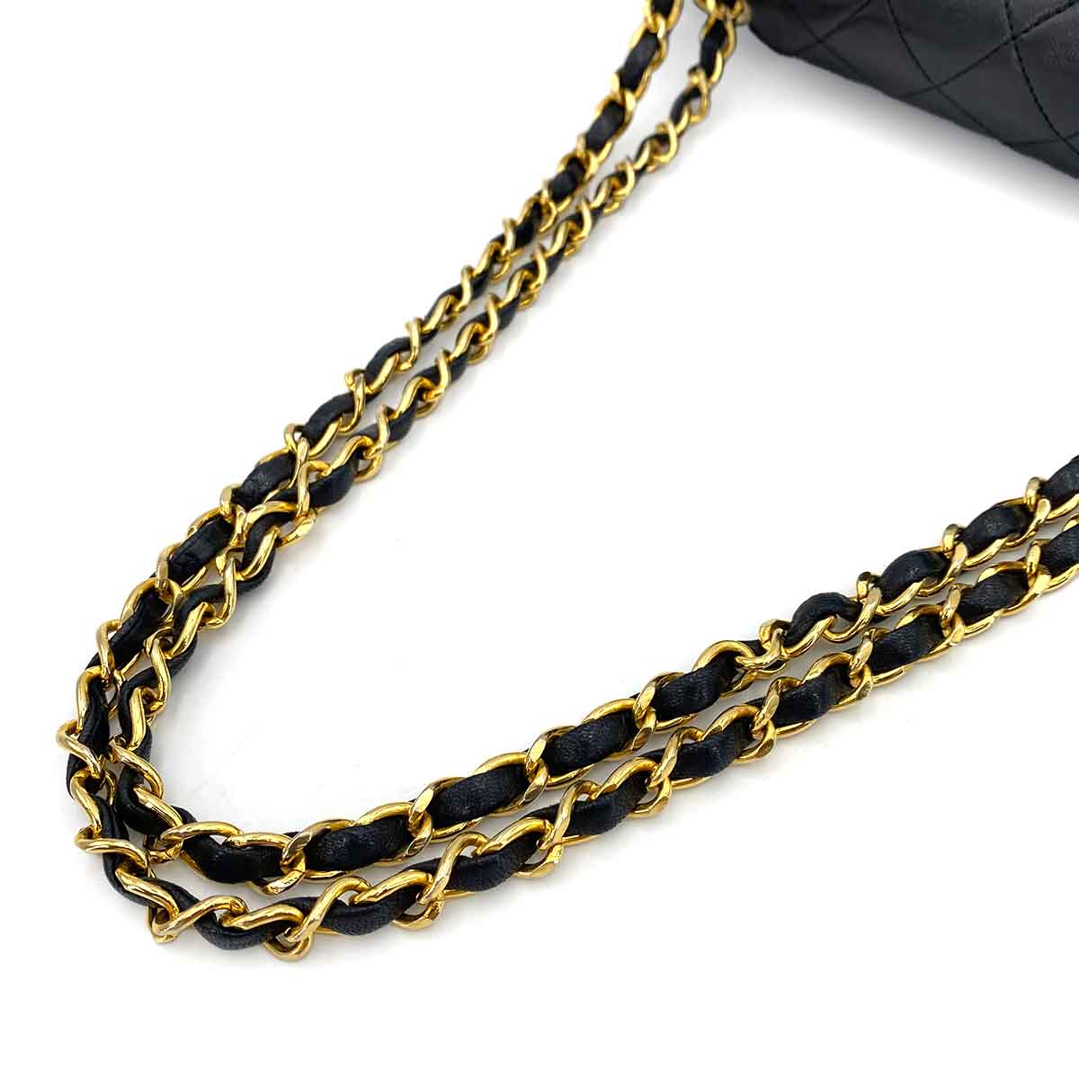 CHANEL VINTAGE MATELASSE CHAIN SHOULDER BAG BLACK LAMB SKIN 90242331