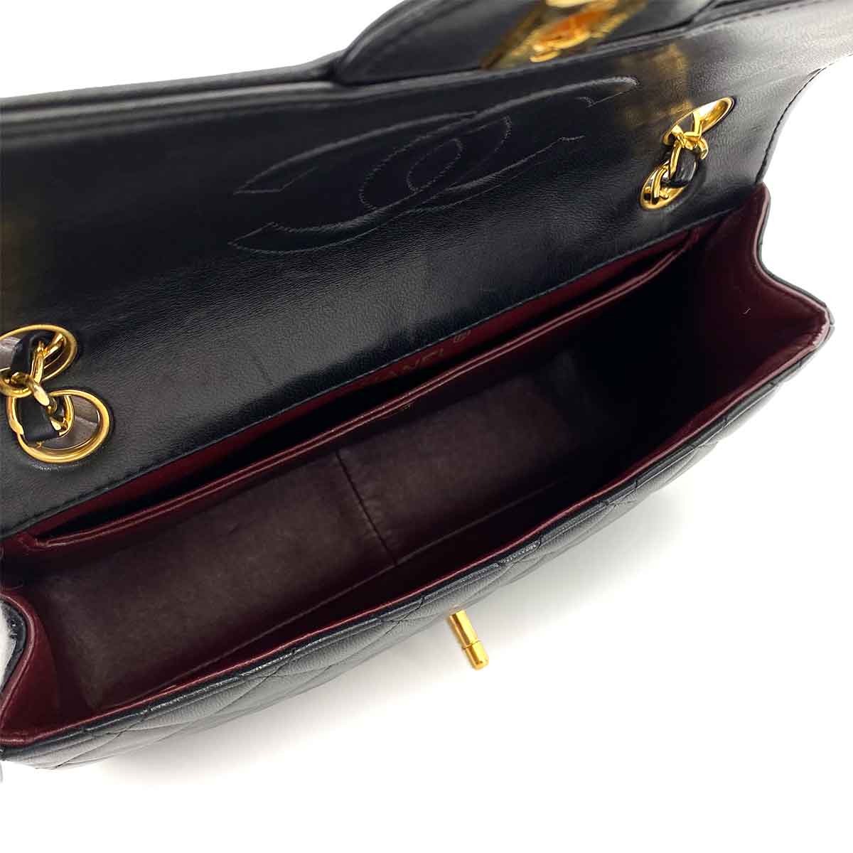 CHANEL VINTAGE MATELASSE CHAIN SHOULDER BAG BLACK LAMB SKIN 90242331