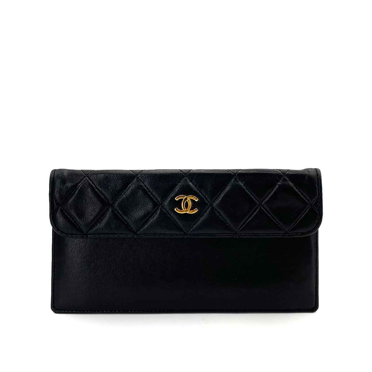 CHANEL VINTAGE MATELASSE CHAIN SHOULDER BAG BLACK LAMB SKIN 90242331